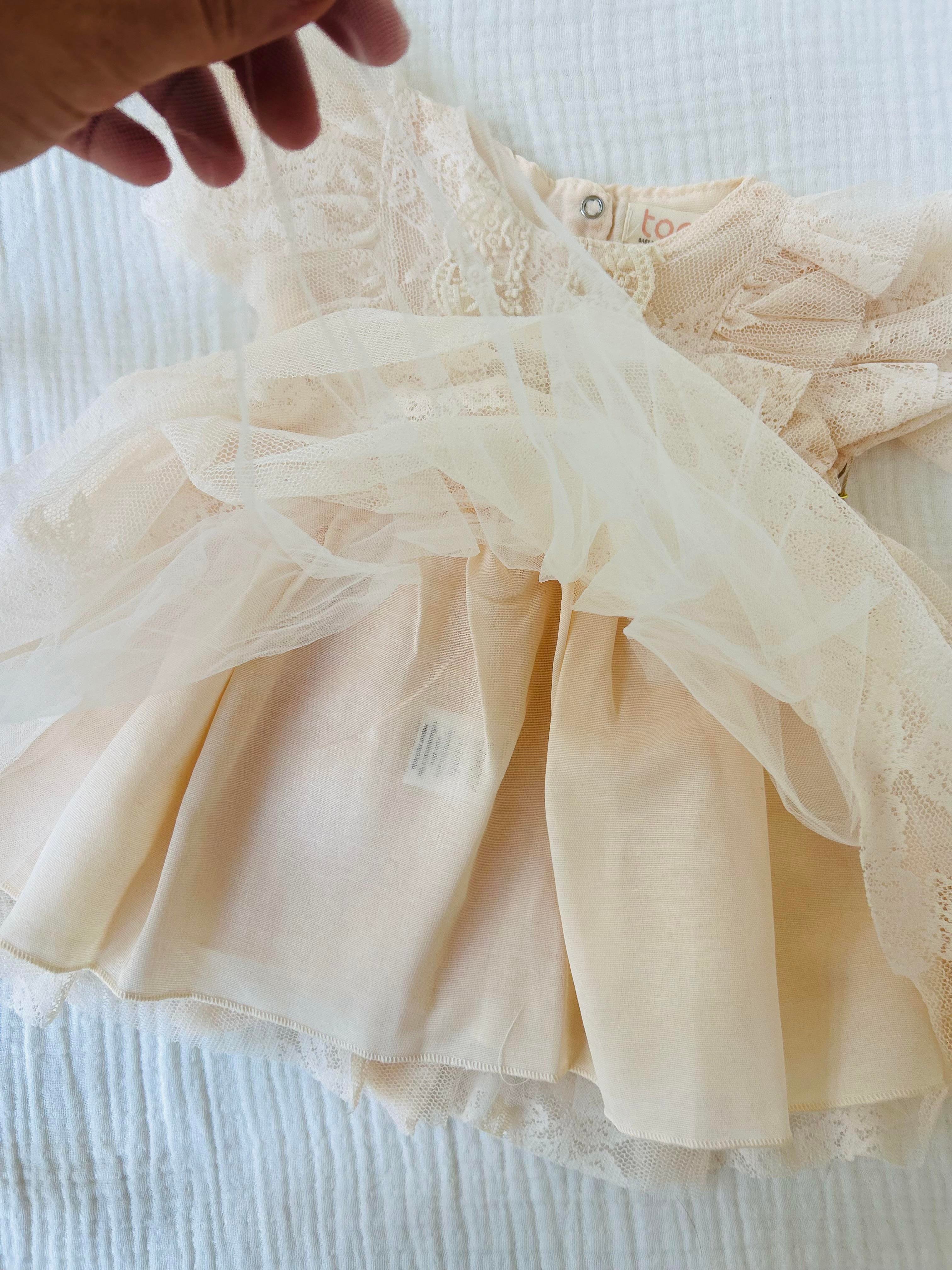 Tiara Kız Bebek Elbise - Pudra