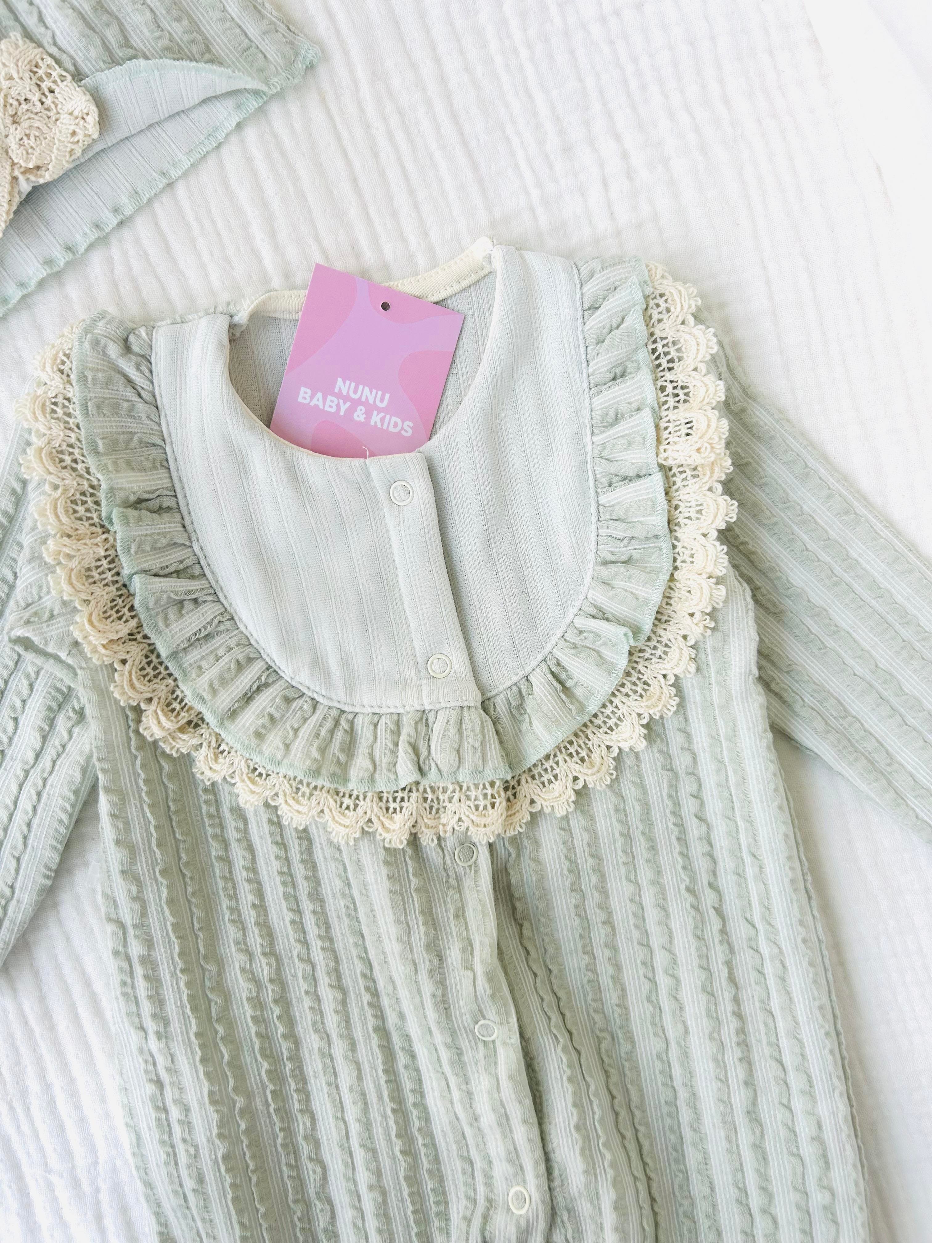 Tiara Şapkalı Kız Bebek Tulum - Mint