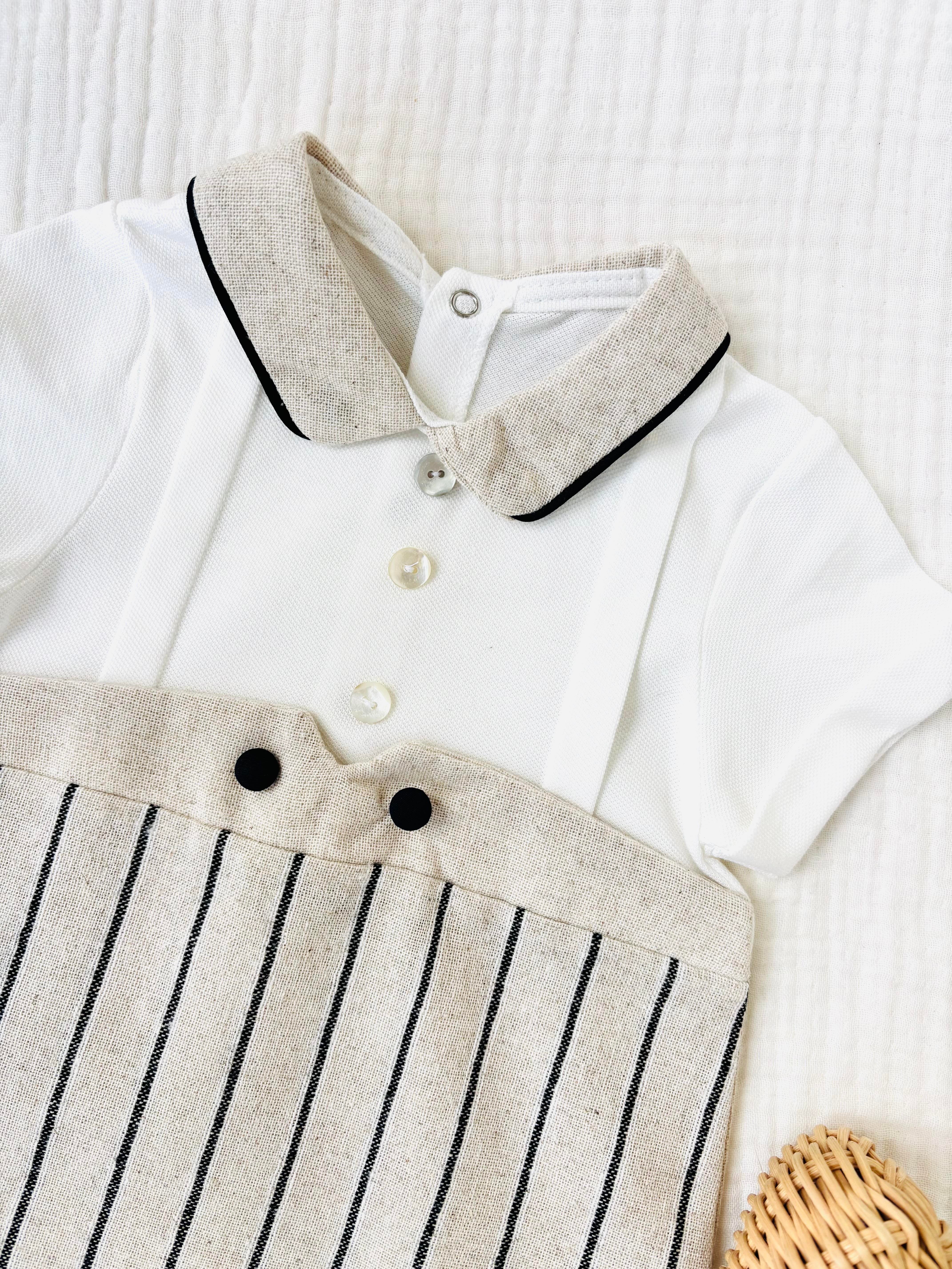 Ulrich Çizgili Keten Tulum