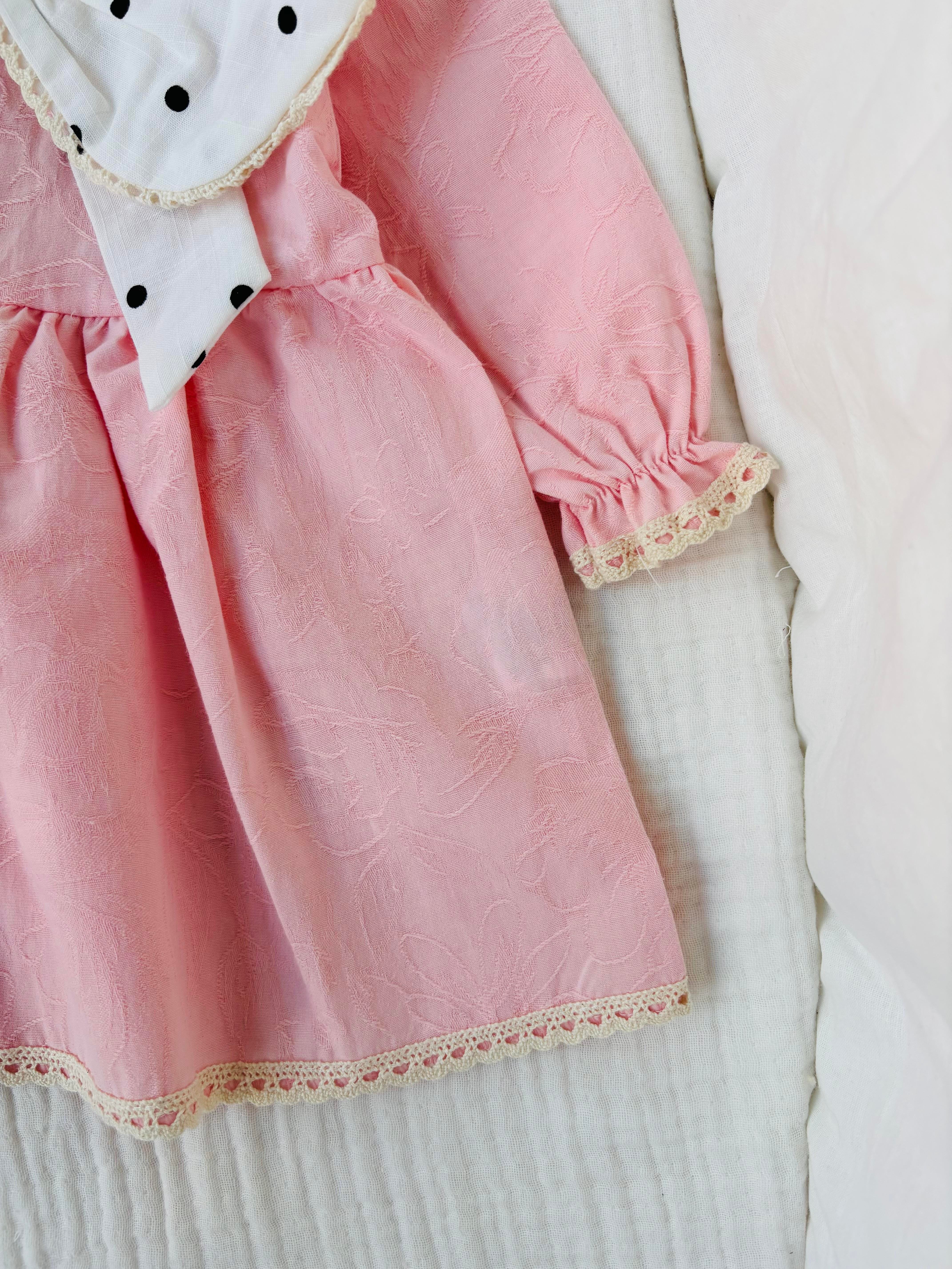 Violet Yakası Puanlı Elbise - Pembe