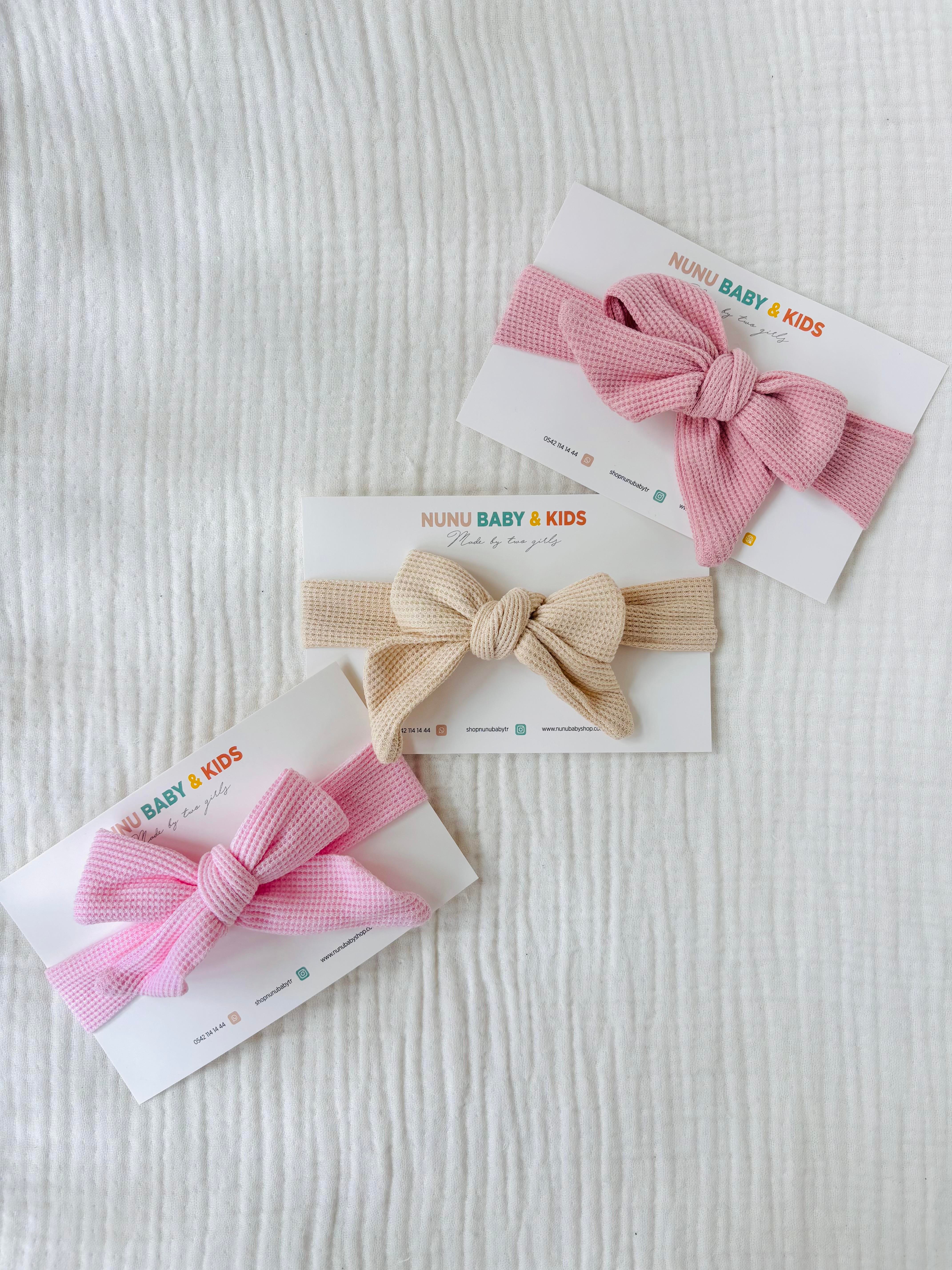 Waffle Kumaş Bandana - Pembe