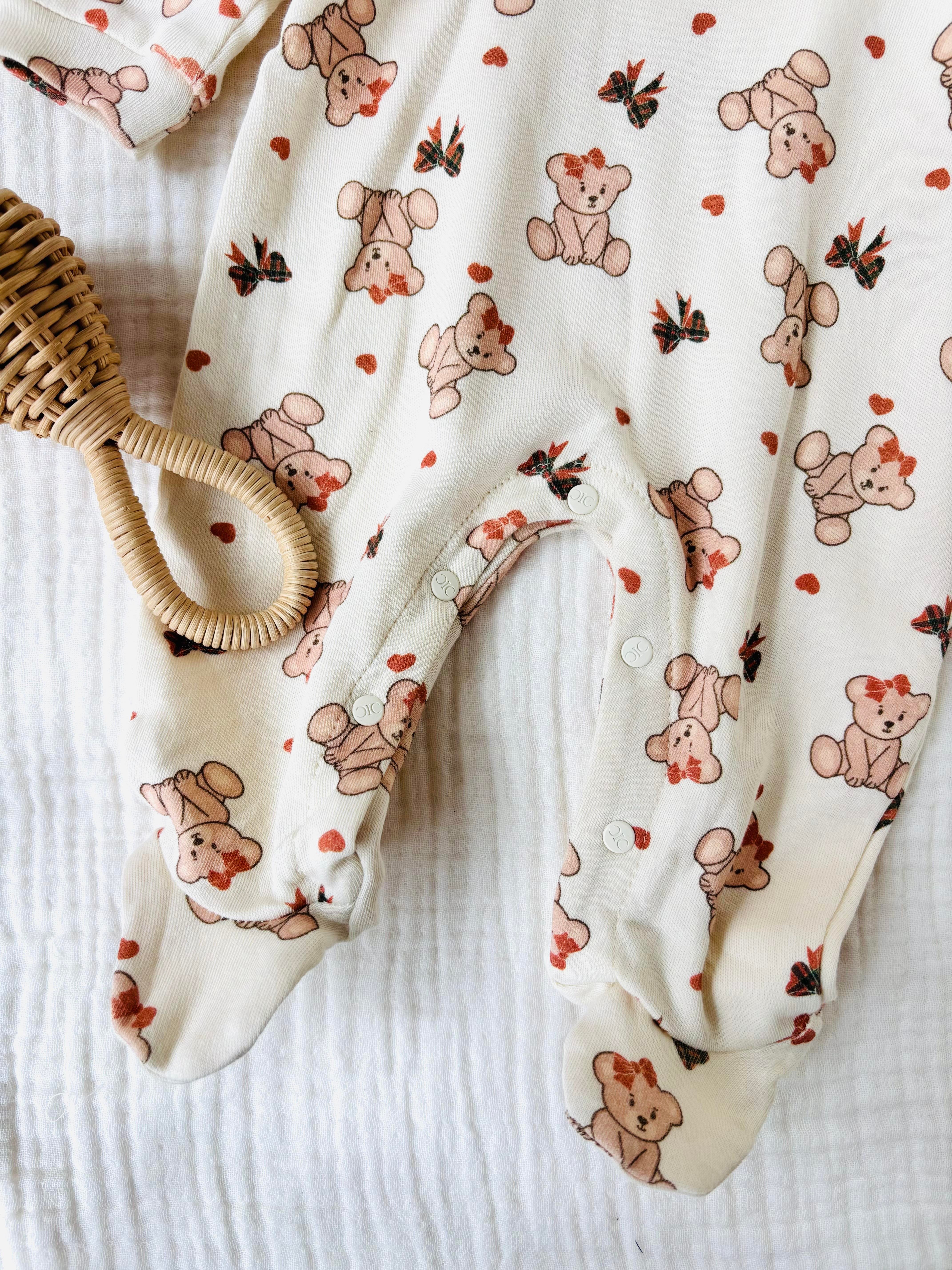 Yeda Teddy Baskılı Şapkalı Tulum