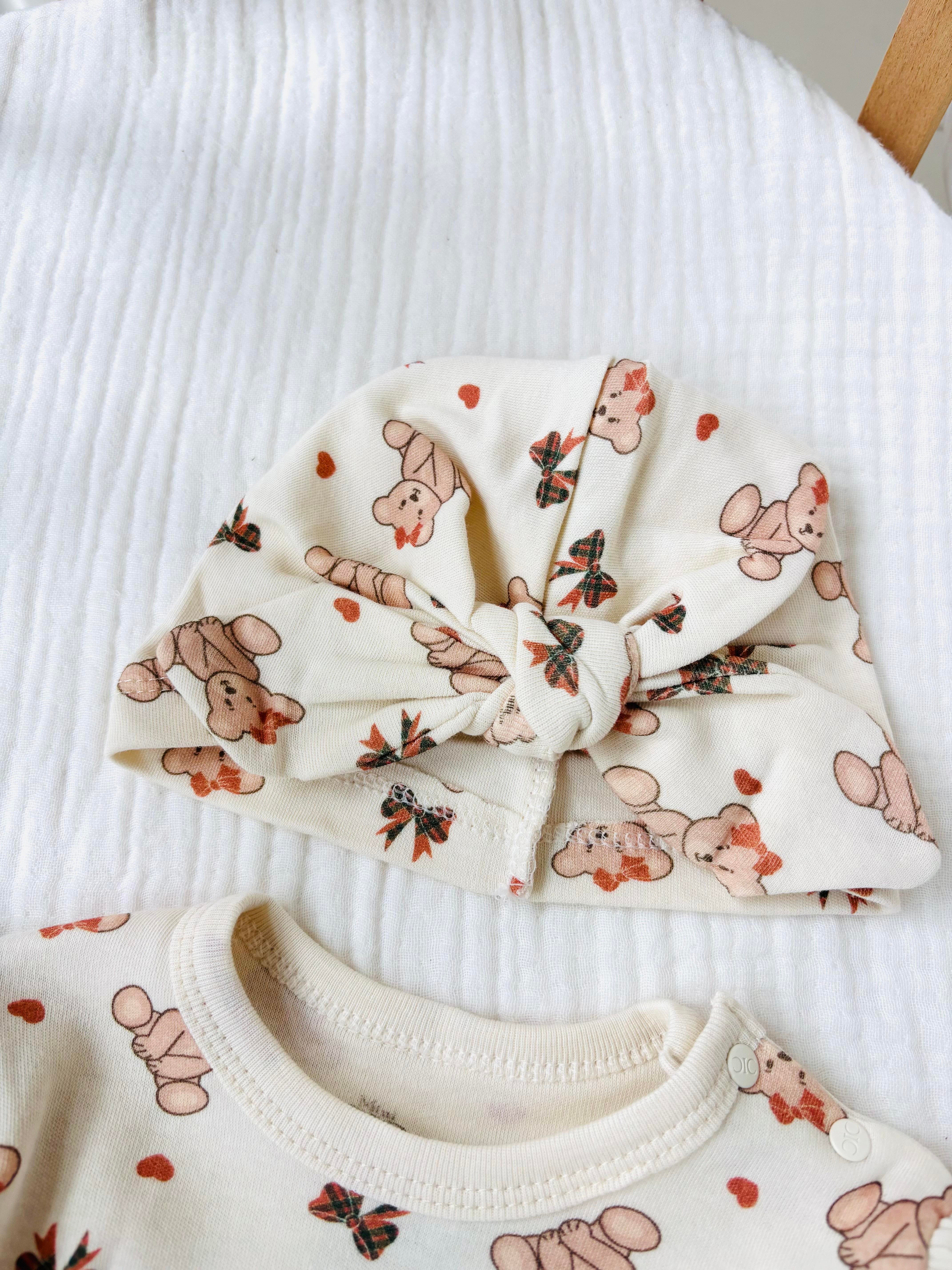 Yeda Teddy Baskılı Şapkalı Tulum