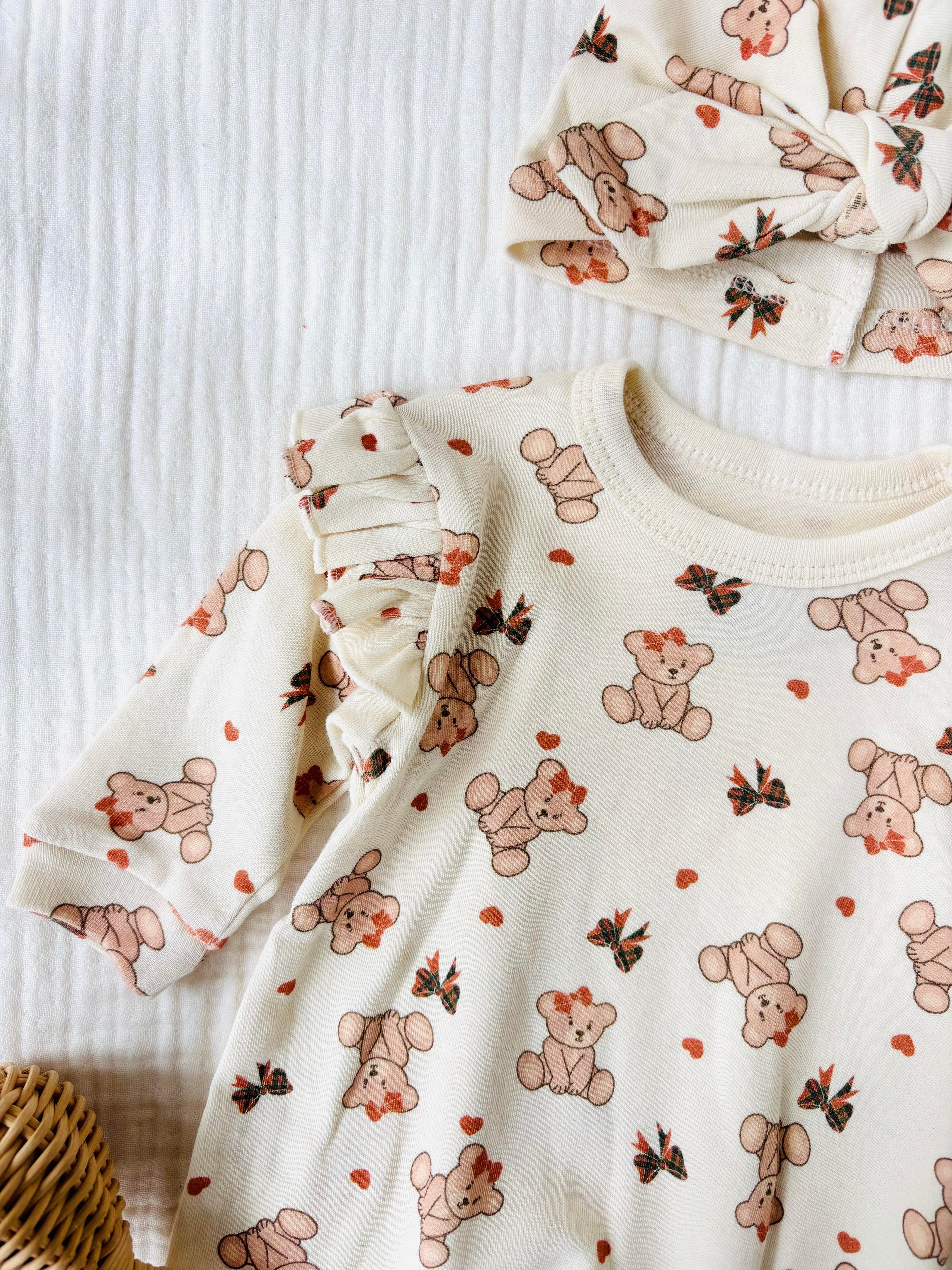 Yeda Teddy Baskılı Şapkalı Tulum