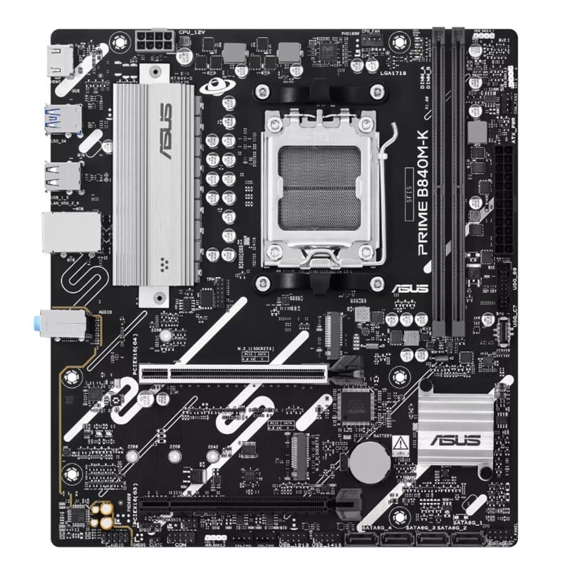 ASUS PRIME B840M-K DDR5 8000MHZ 1XHDMI 2XM.2 USB MATX AM5 (AMD AM5 9000/8000/7000 SERİLERİ İLE UYUMLU)