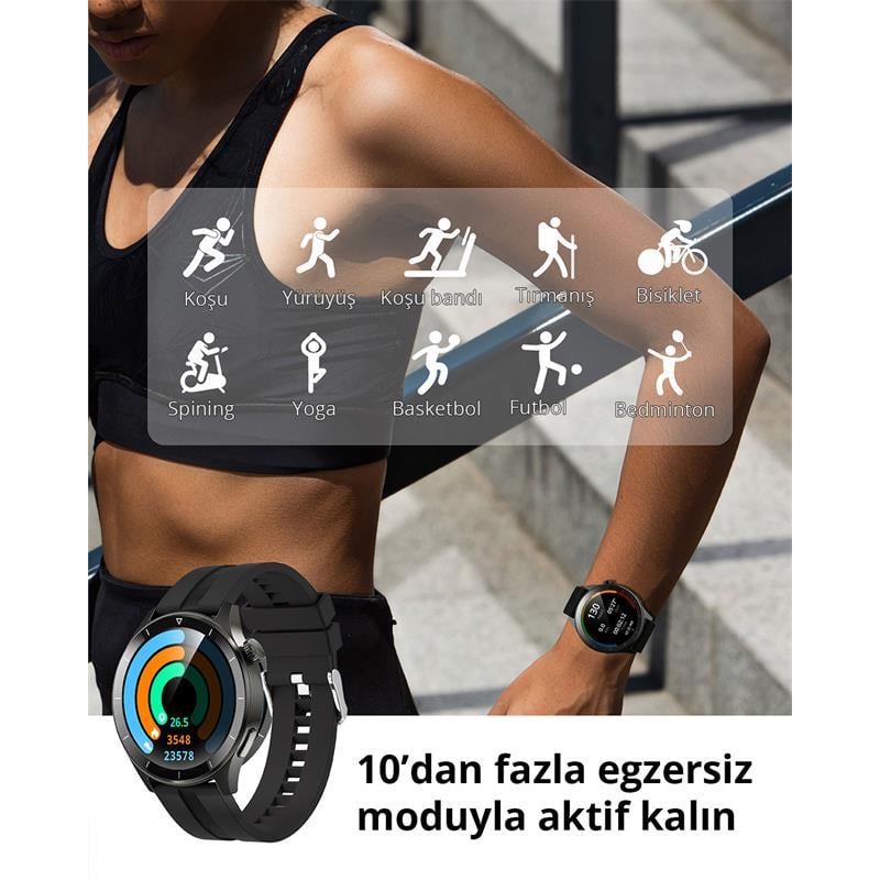 AUKEY SW-2P-GY AKILLI SAAT 3.7CM LCD BLUETOOTH ÇAĞRI SAĞLIK GÖZETİMİ SPOR BİLDİRİMLERİ IP67 GRİ