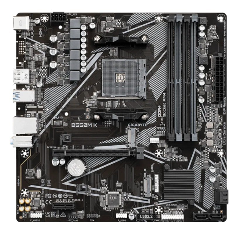GIGABYTE B550M K DDR4 4733MHZ 1XHDMI 1XDP 1XM.2 MATX AM4 (AMD AM4 5000/5000G/4000G/3000/3000G SERİLERİ İLE UYUMLU)