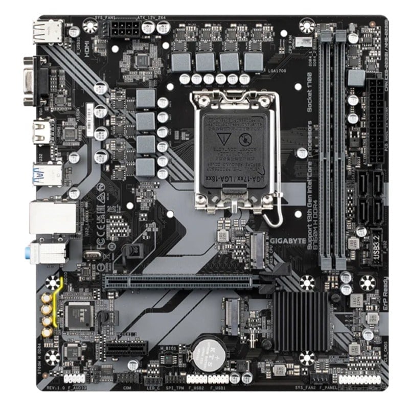 GIGABYTE B760M-H DDR4 3200MHZ 1XVGA 1XHDMI 1XM.2 USB 3.2 MATX 1700P (12. / 13. VE 14. NESİL İŞLEMCİ UYUMLU)