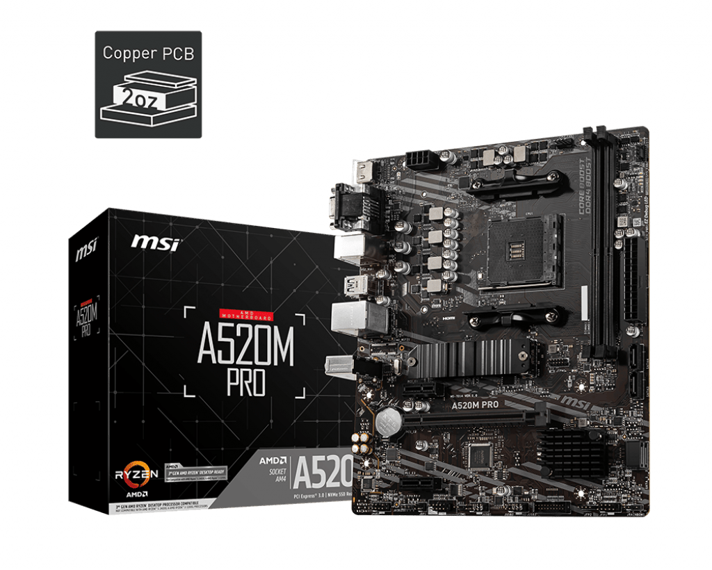 MSI A520M PRO DDR4 3200MHZ 1XVGA 1XHDMI 1XDP 1XM.2 USB 3.2 MATX AM4 (AMD AM4 5000/4000 /3000 SERİSİ İLE UYUMLU)