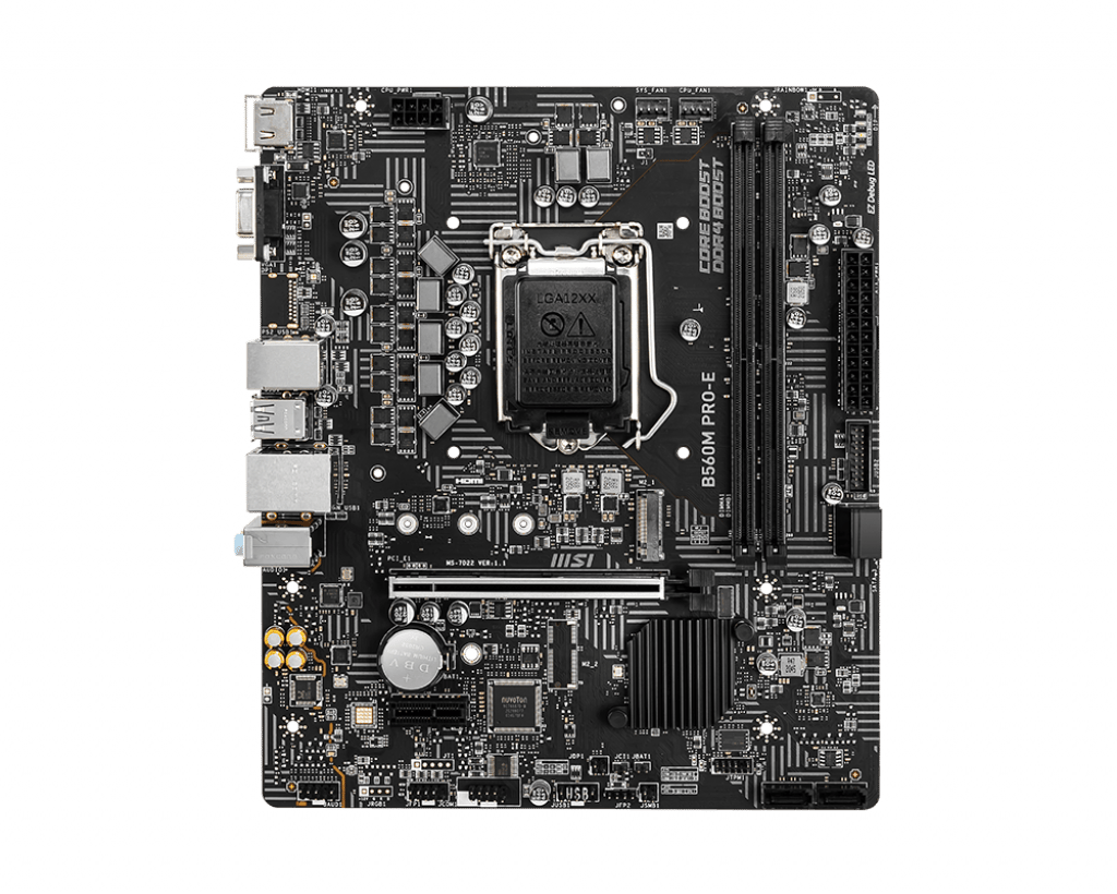 MSI B560M PRO-E DDR4 4800MHZ 1XVGA 1XHDMI 1XM.2 USB 3.2 MATX 1200P (10 VE 11. NESİL İŞLEMCİ UYUMLU)