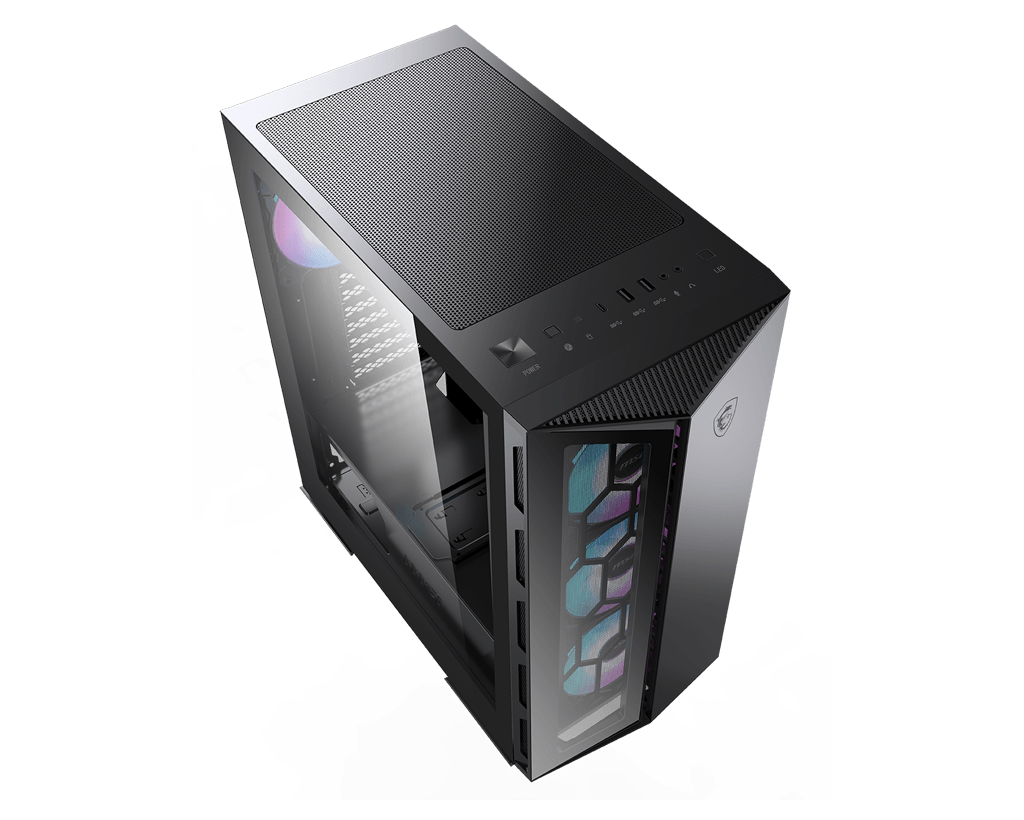 MSI MPG GUNGNIR 110R TEMPERLI CAM 1X120MM 3XARGB FAN PSU YOK GAMING SİYAH KASA