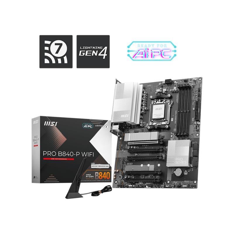 MSI PRO B840-P WIFI DDR5 8000MT/S 1XHDMI 2XM.2 ATX AM5 (AMD AM5 9000/ 8000/ 7000 SERİ İŞLEMCİ UYUMLU)