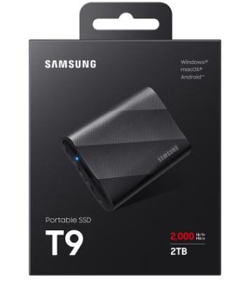 Samsung T9 2TB Taşınabilir SSD (USB 3.2 Gen 2x2, 2000MB/s, MU-PG2T0B/WW)