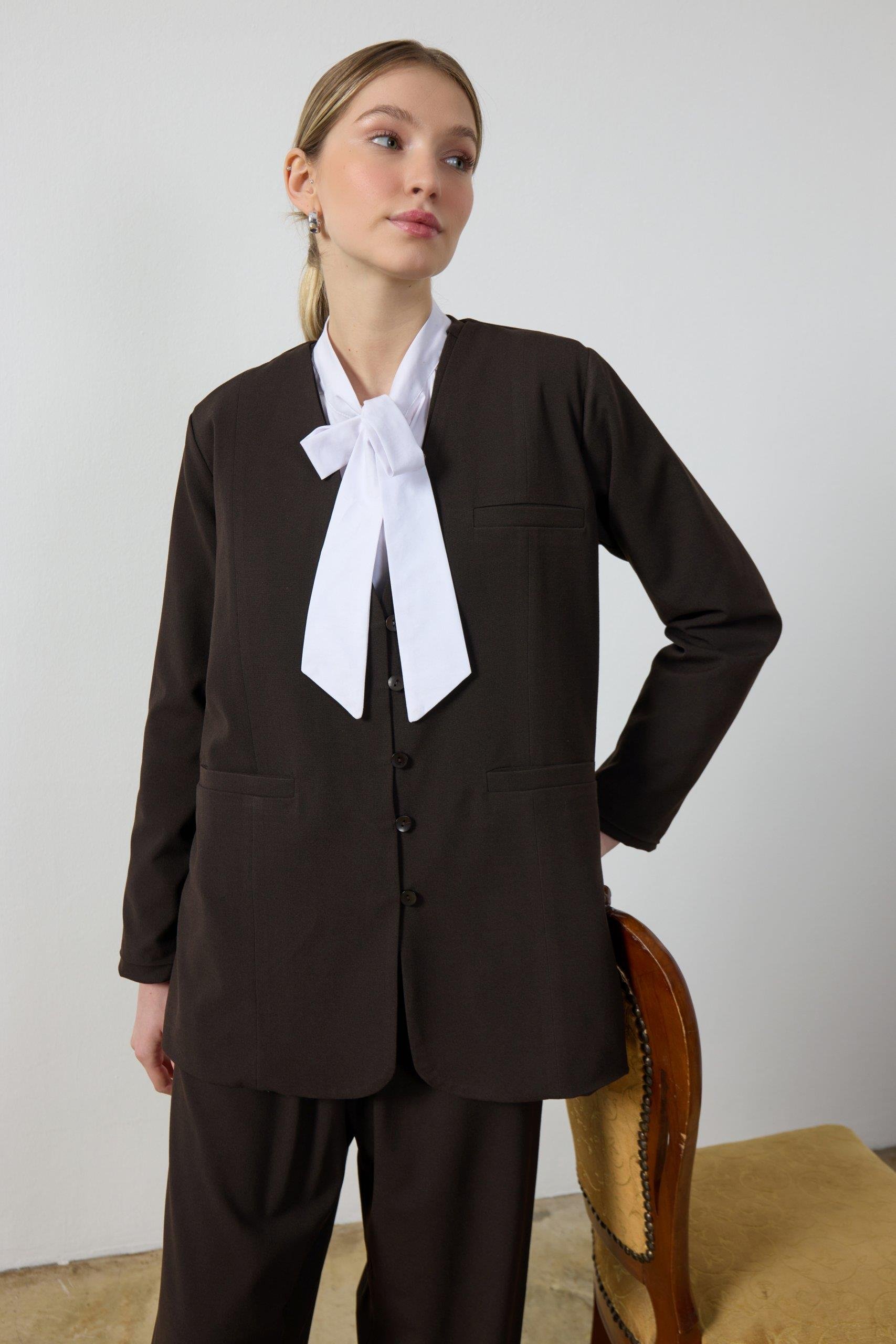 Acı Kahverengi Blazer Ceket