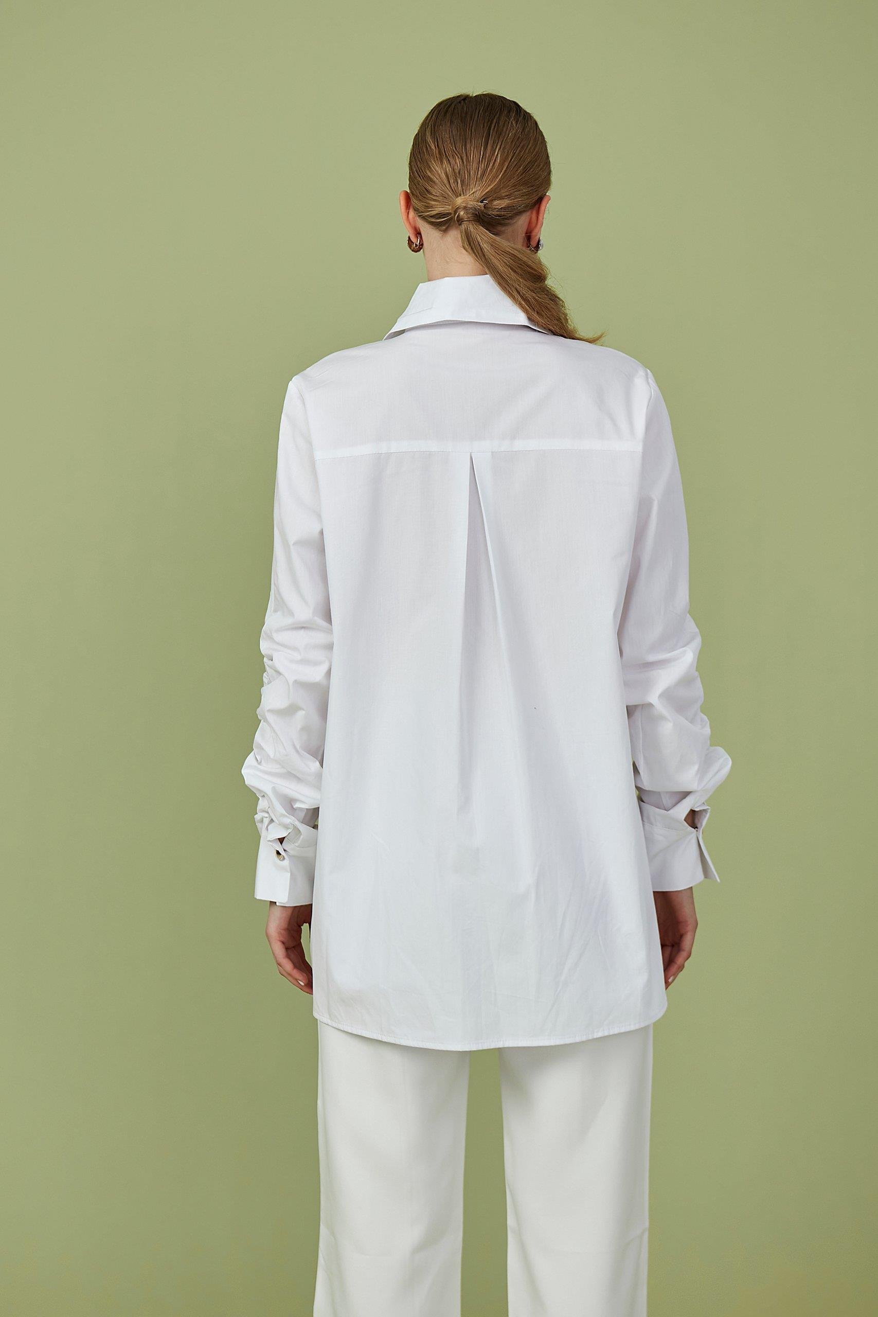 Beyaz Fırfır Detaylı Poplin Tunik
