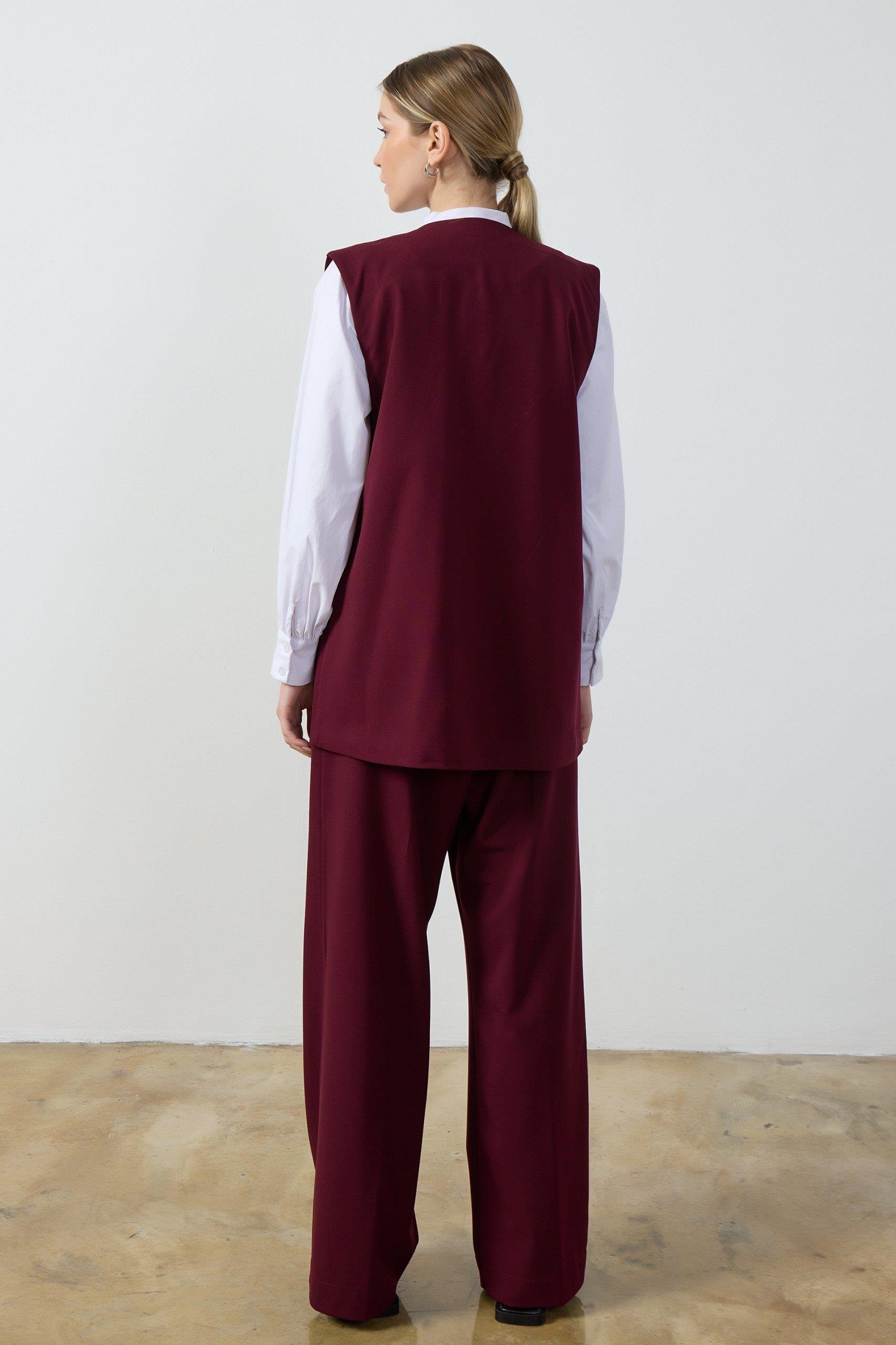 Bordo Wide Leg Pantolon