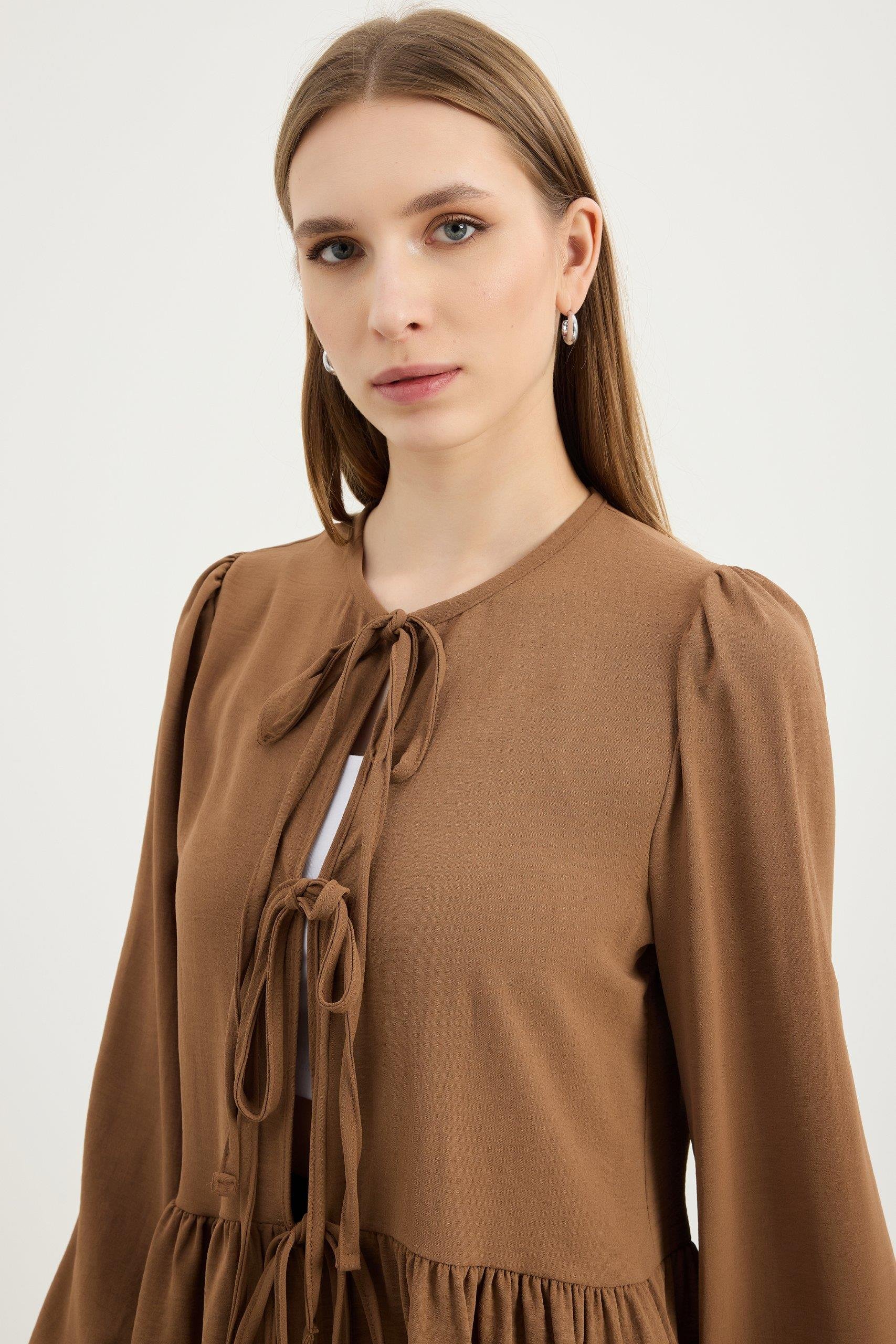 Camel Bağcıklı Ayrobin Tunik