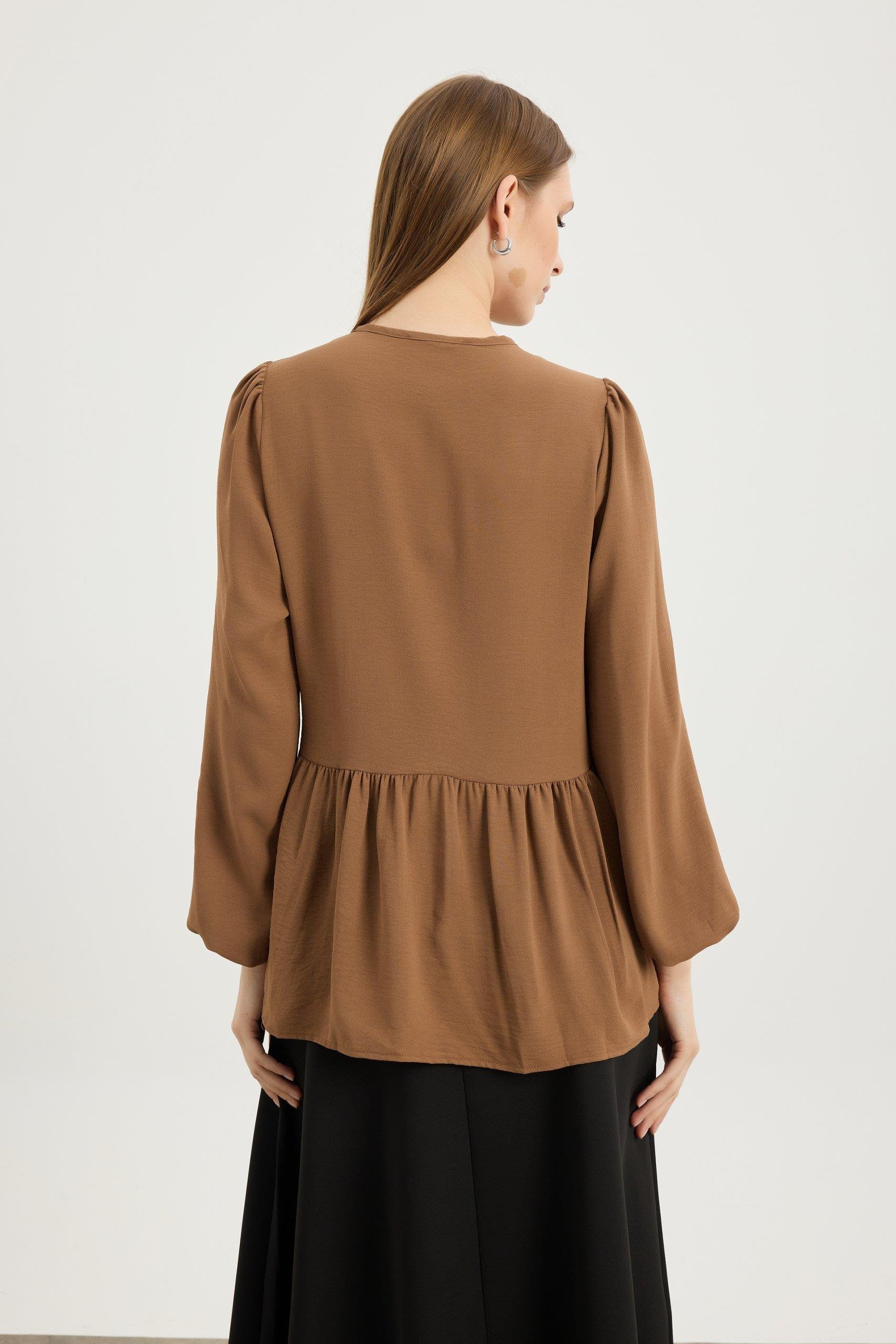 Camel Bağcıklı Ayrobin Tunik