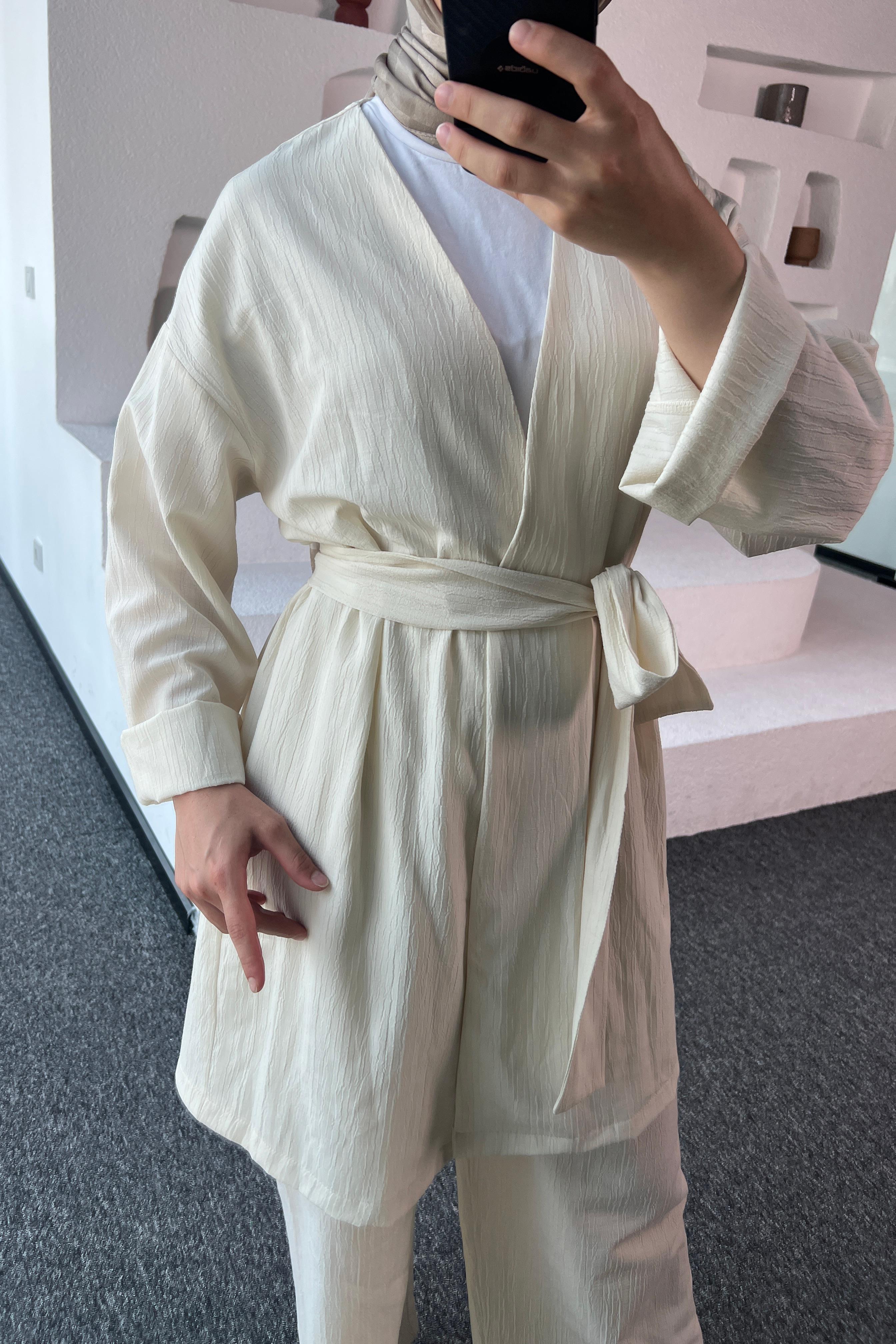 Ekru Kimono Müslin Ceket