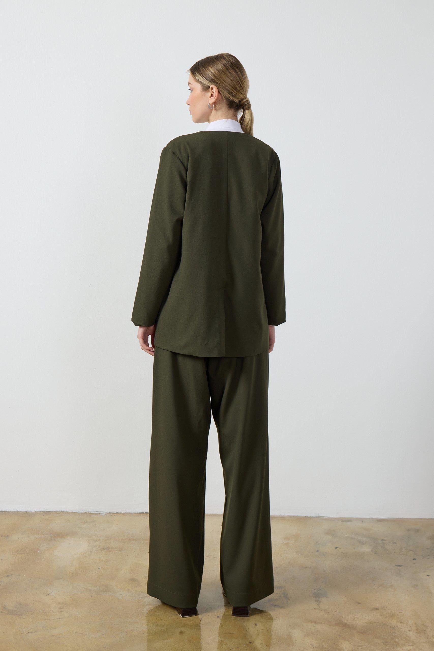Haki Wide Leg Pantolon