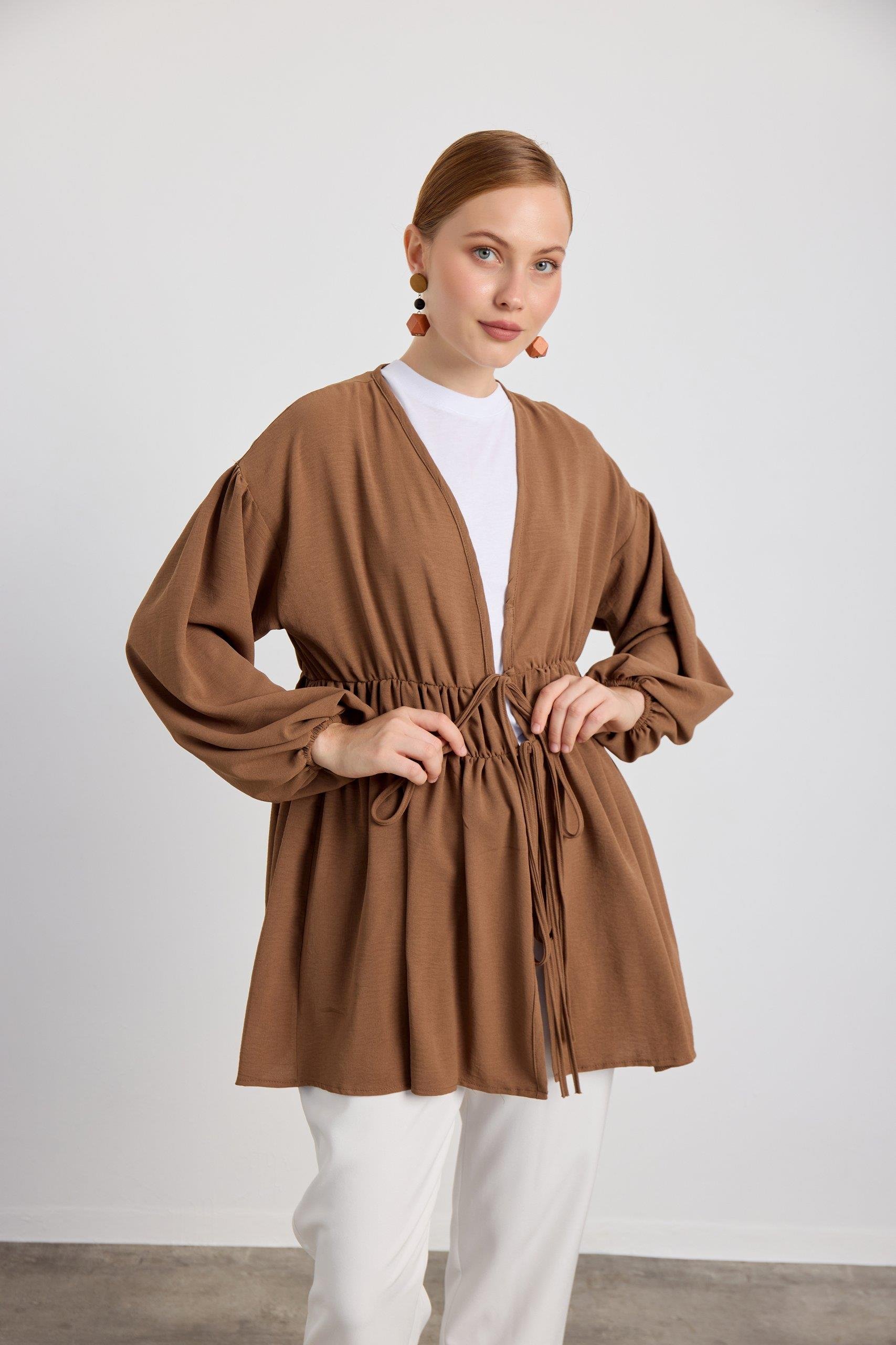 Kahverengi Ayrobin Tunik