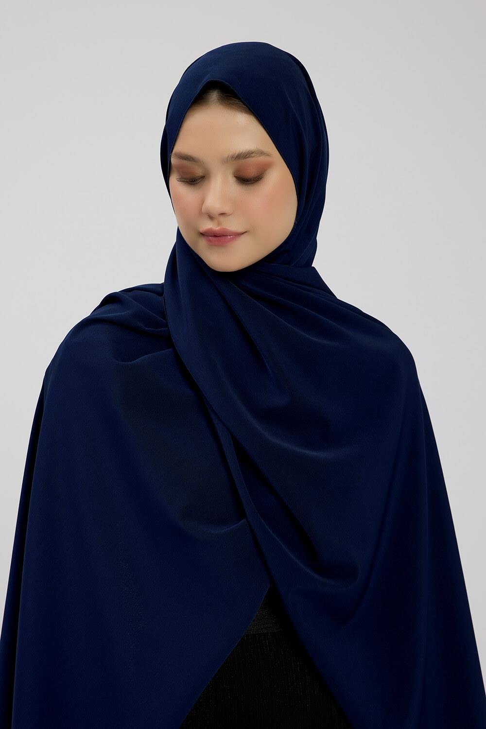 Lacivert Kristal Krep Şal