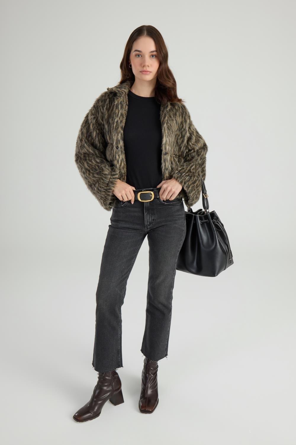 Leopar Desenli Eva Ceket