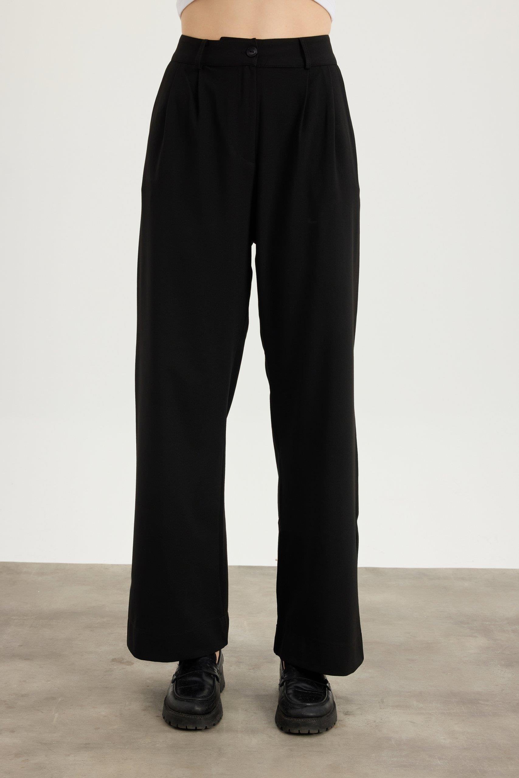 Siyah Wide Leg Pantolon