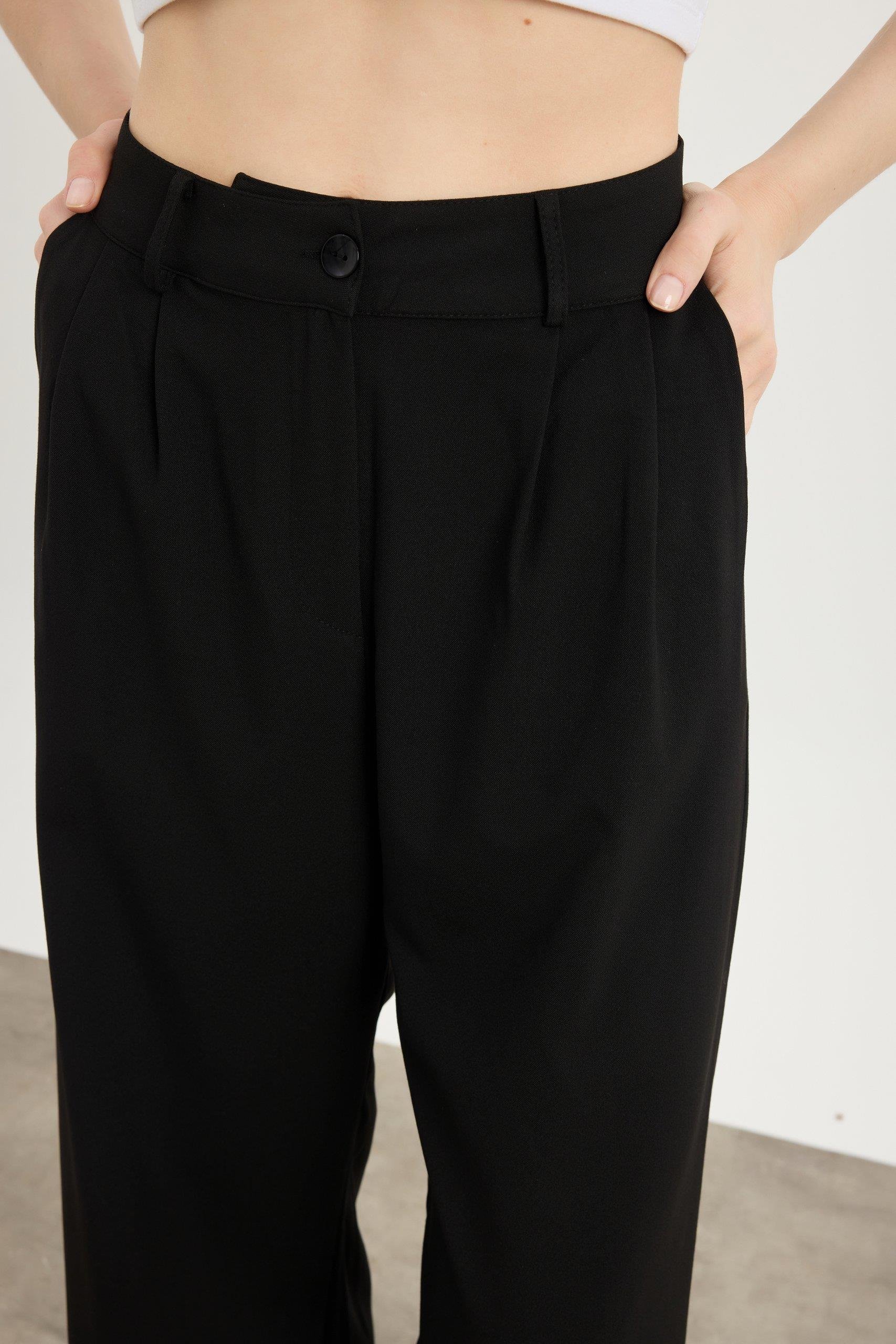 Siyah Wide Leg Pantolon