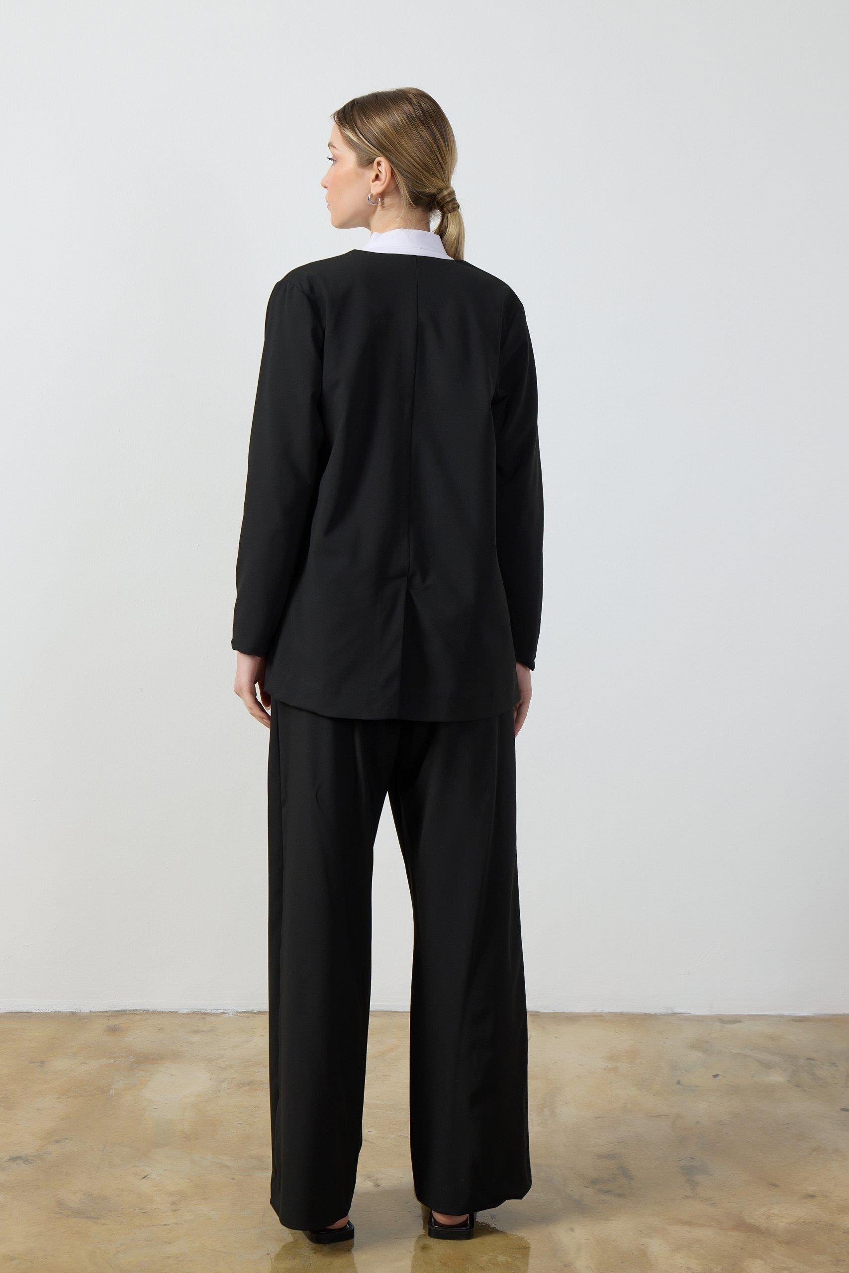 Siyah Wide Leg Pantolon