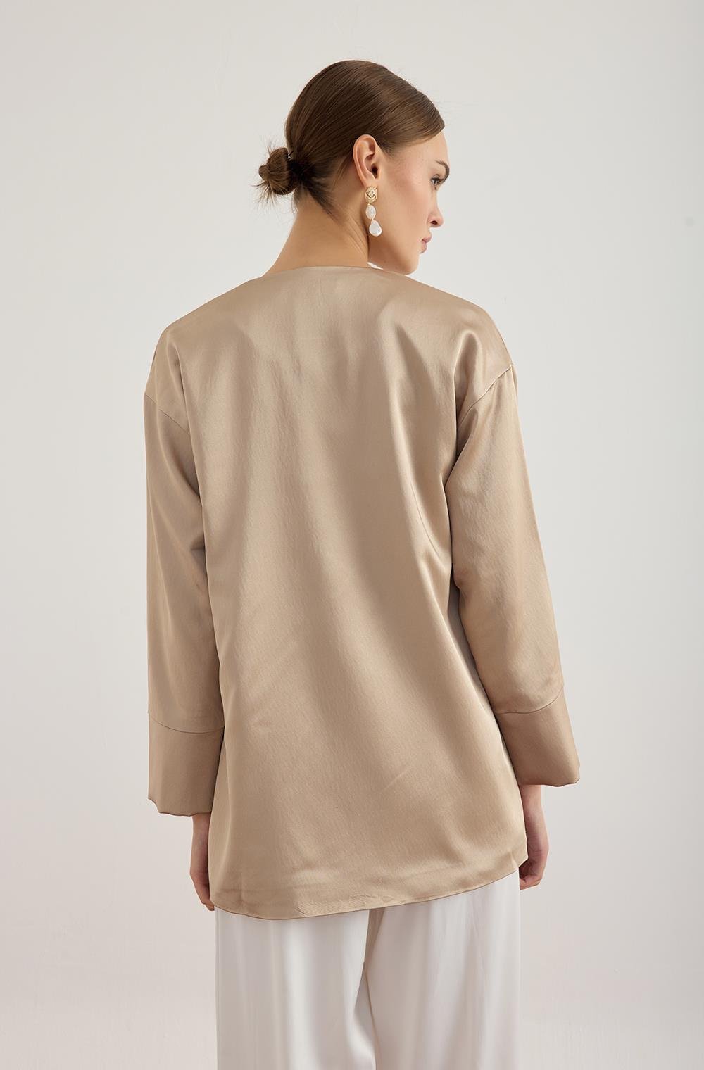 Vizon Saten Kimono Ceket