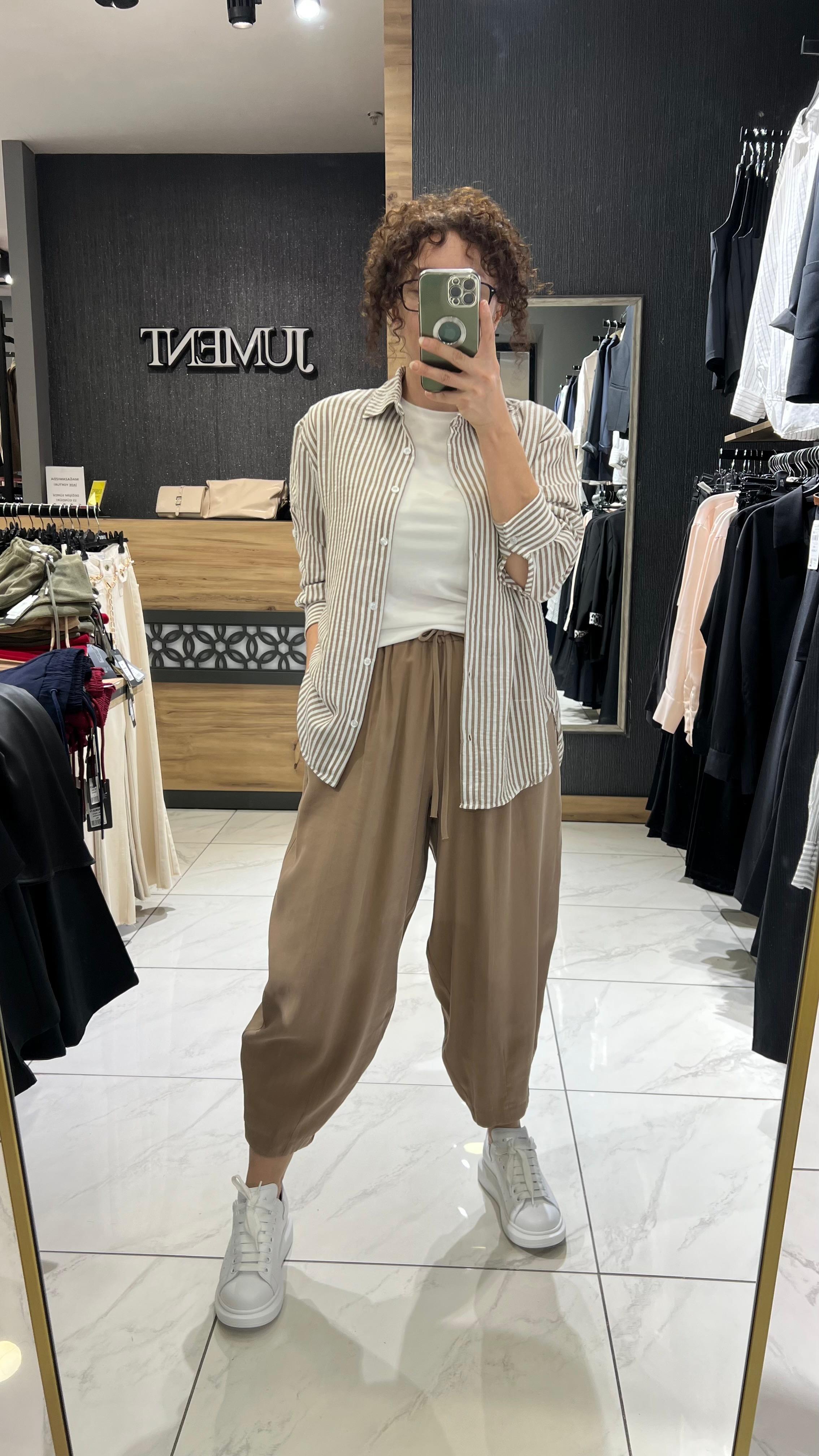 ÇİZGİLİ GÖMLEK BEJ