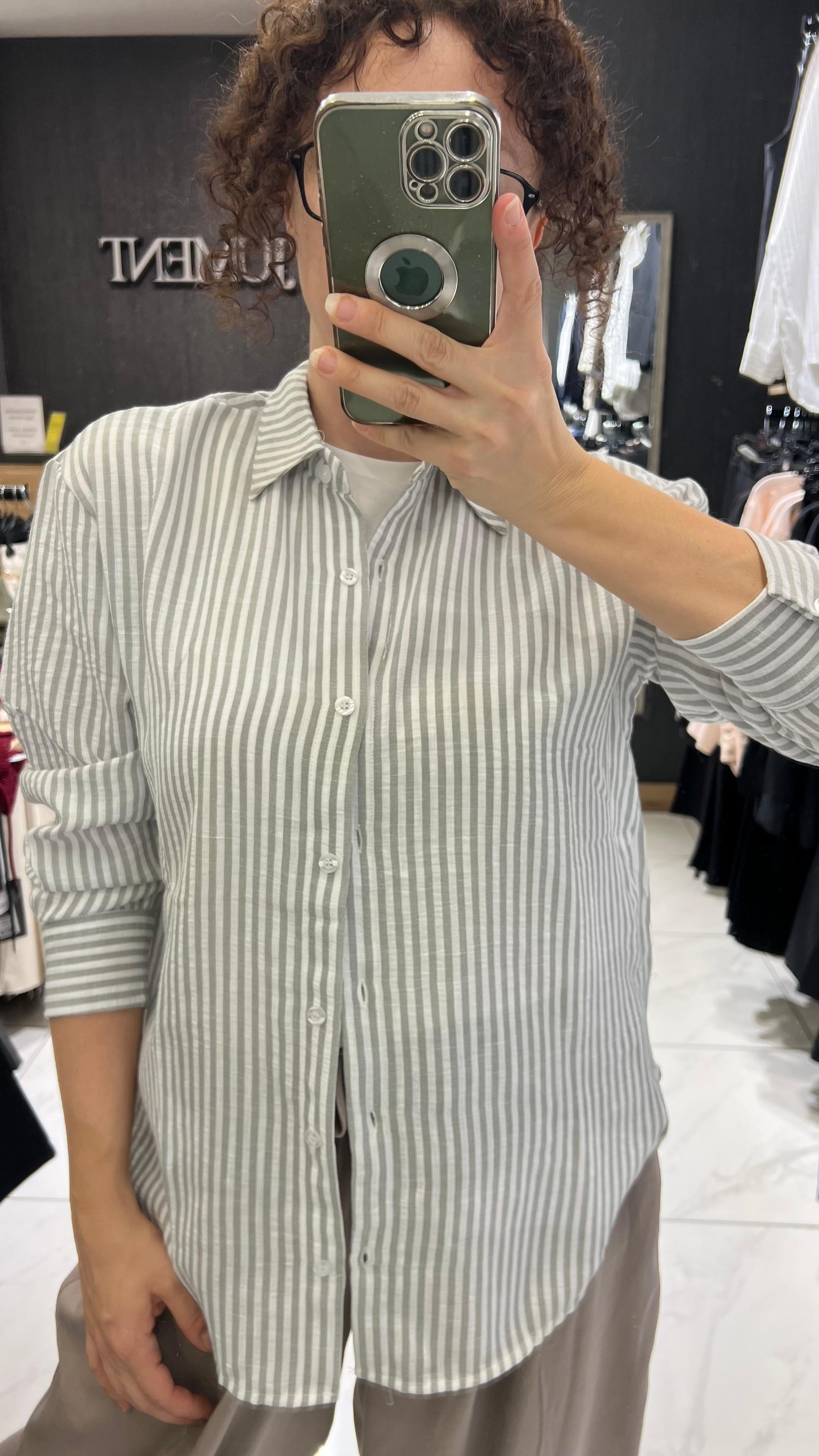 ÇİZGİLİ GÖMLEK GRİ