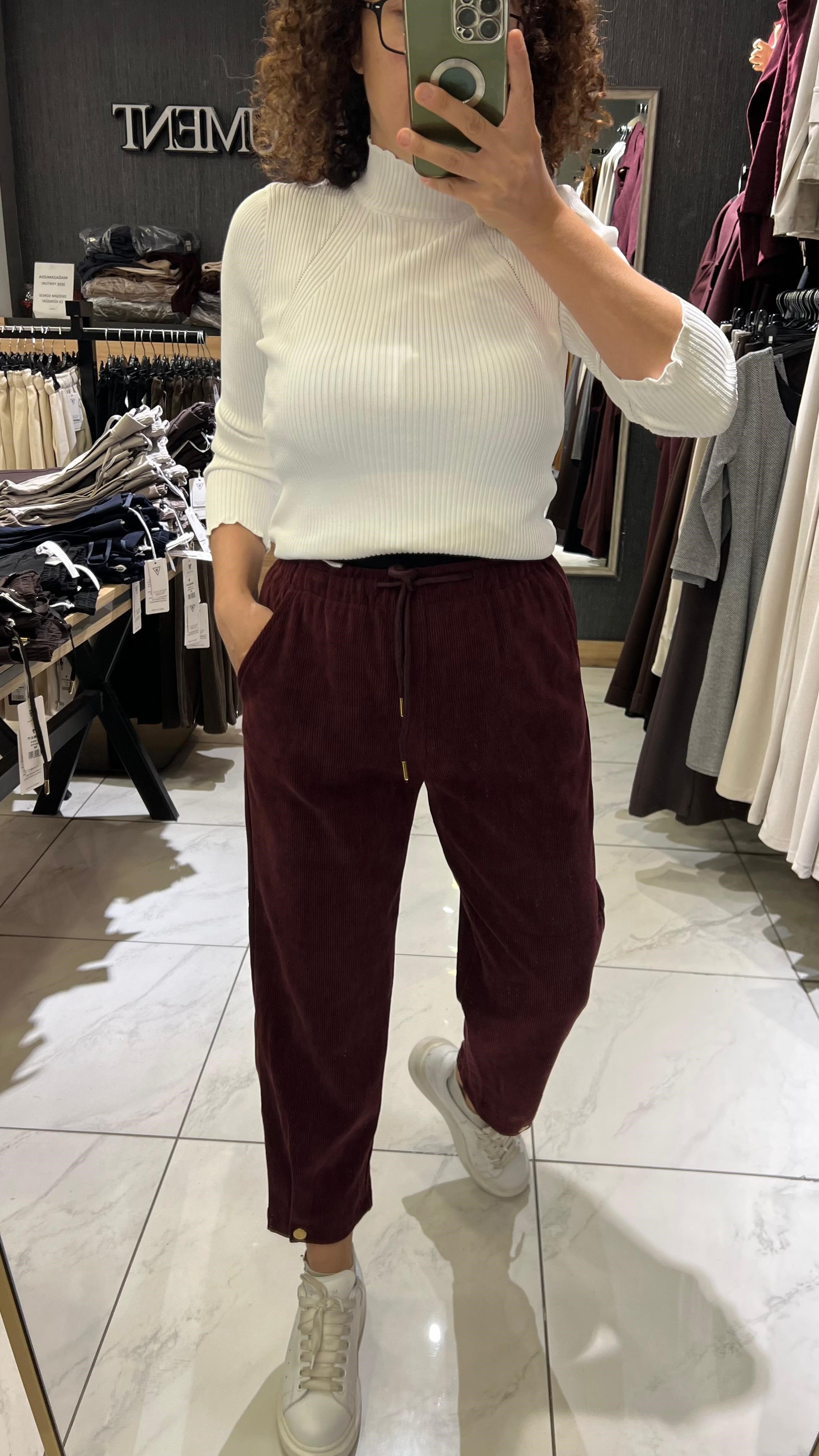 HAVUÇ KESİM KAFİFE PANTOLON BORDO