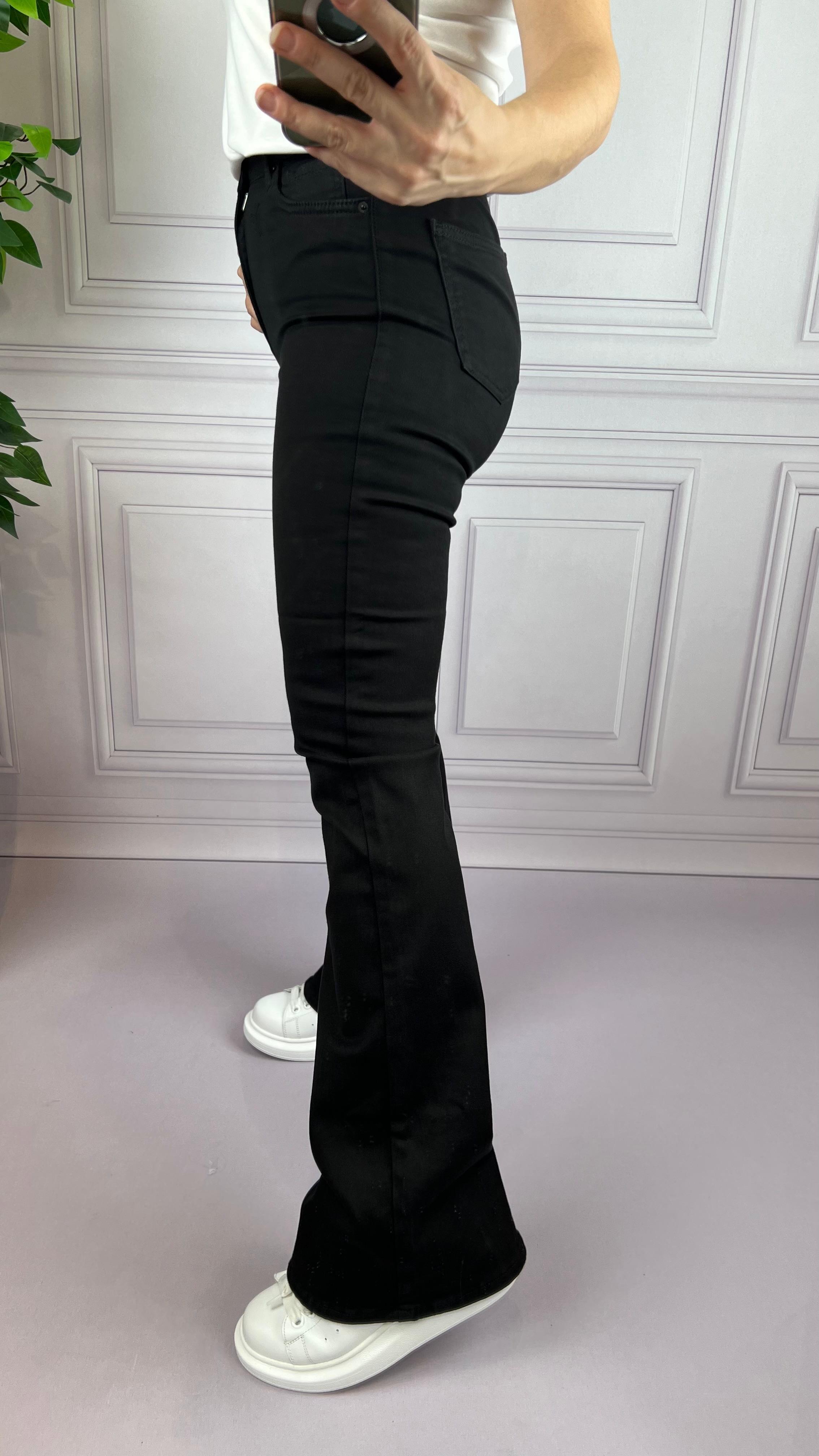 İSPANYOL PAÇA JEAN PANTOLON SİYAH