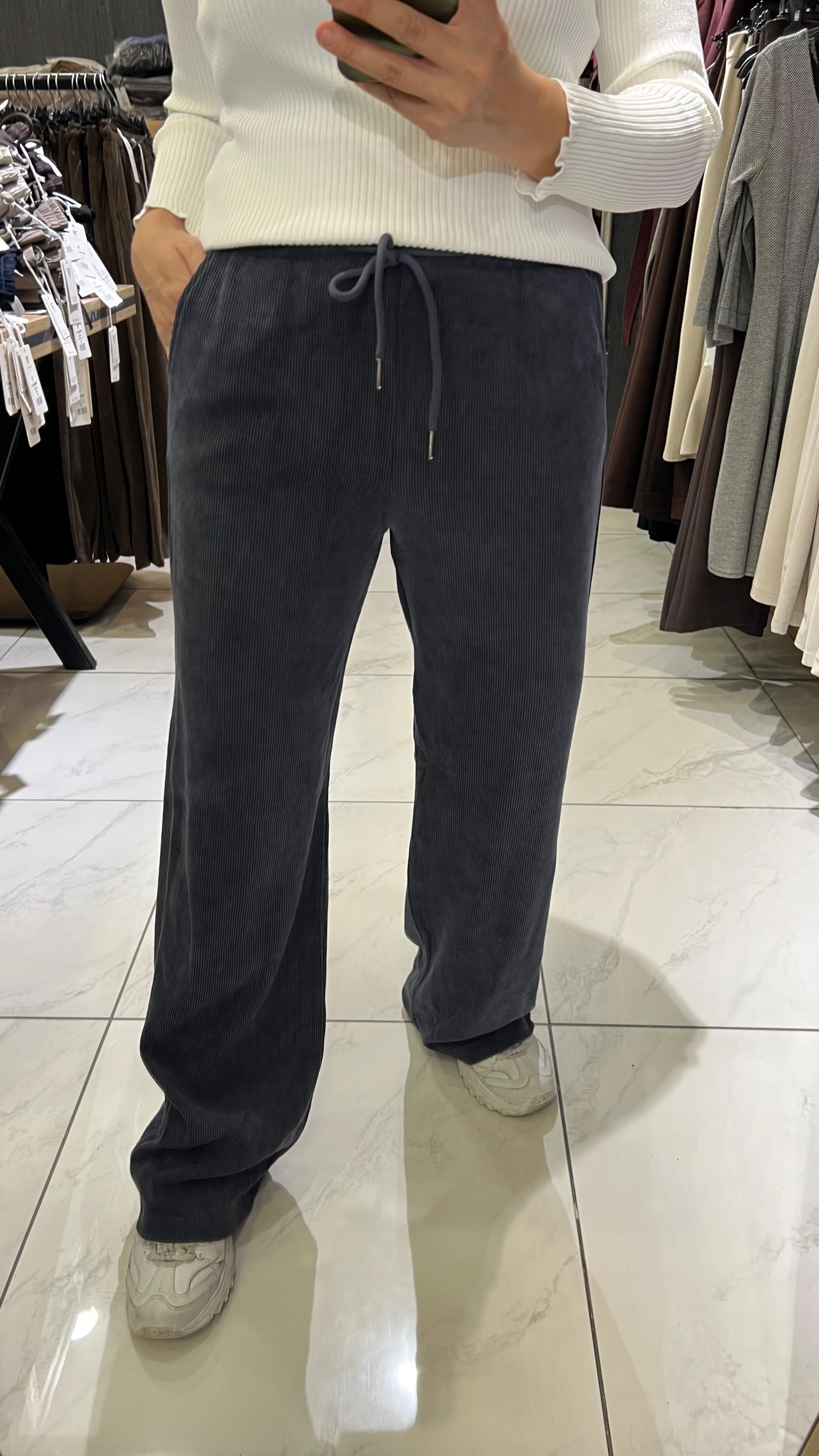 KADİFE PALAZZO PANTOLON  ANTRASİT