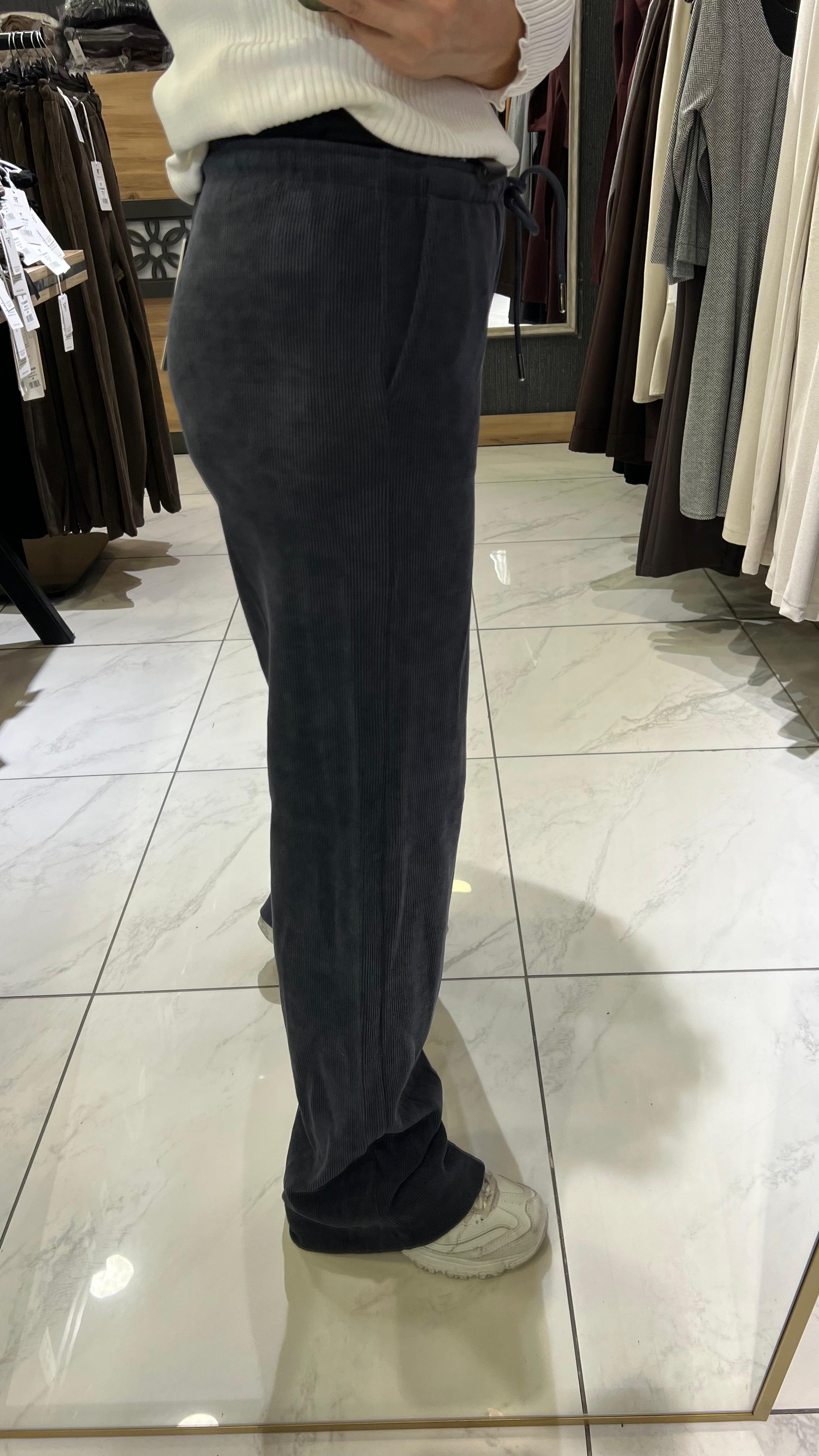 KADİFE PALAZZO PANTOLON  ANTRASİT
