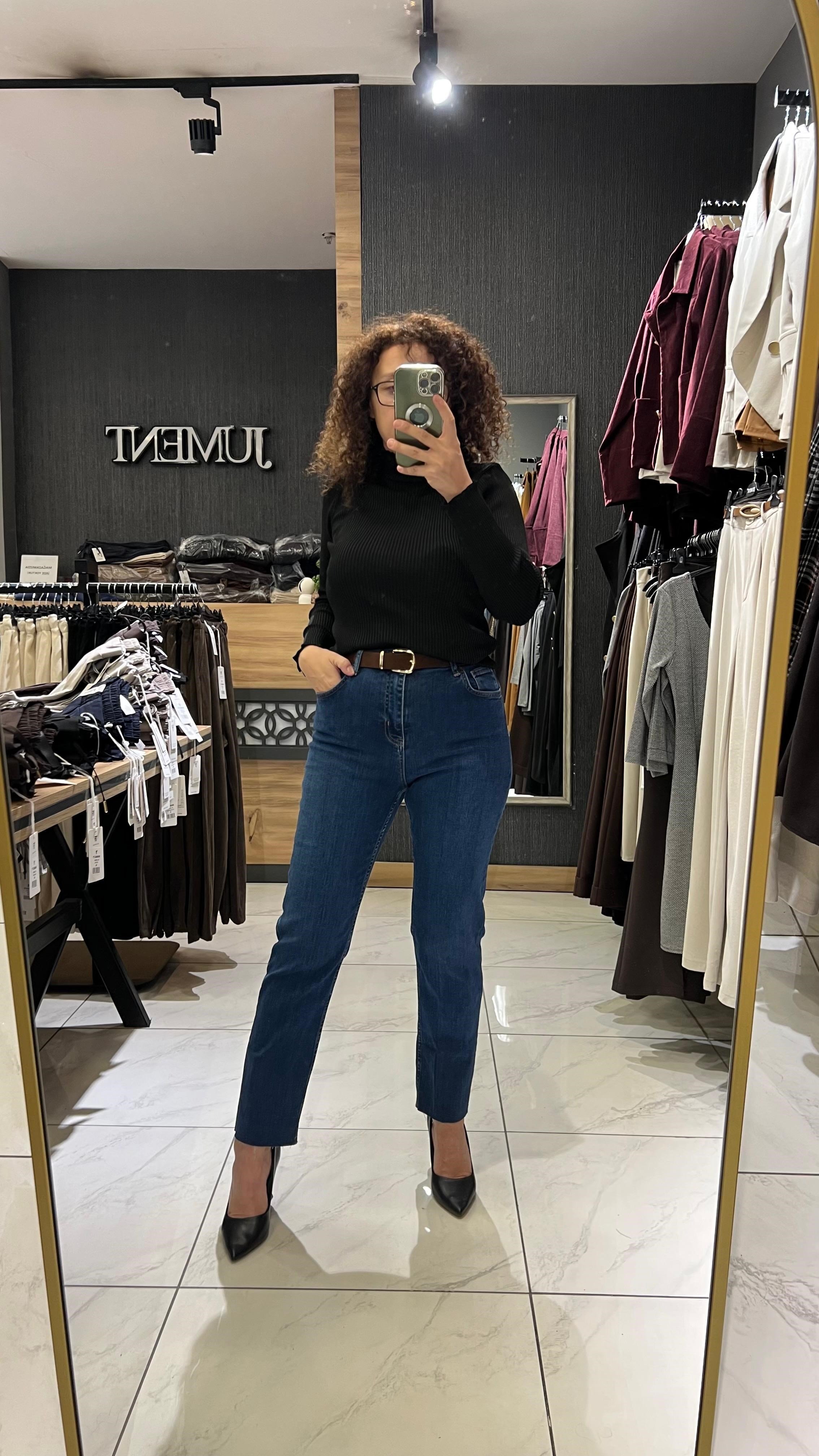 KEMERLİ JEAN PANTOLON DARK BLUE