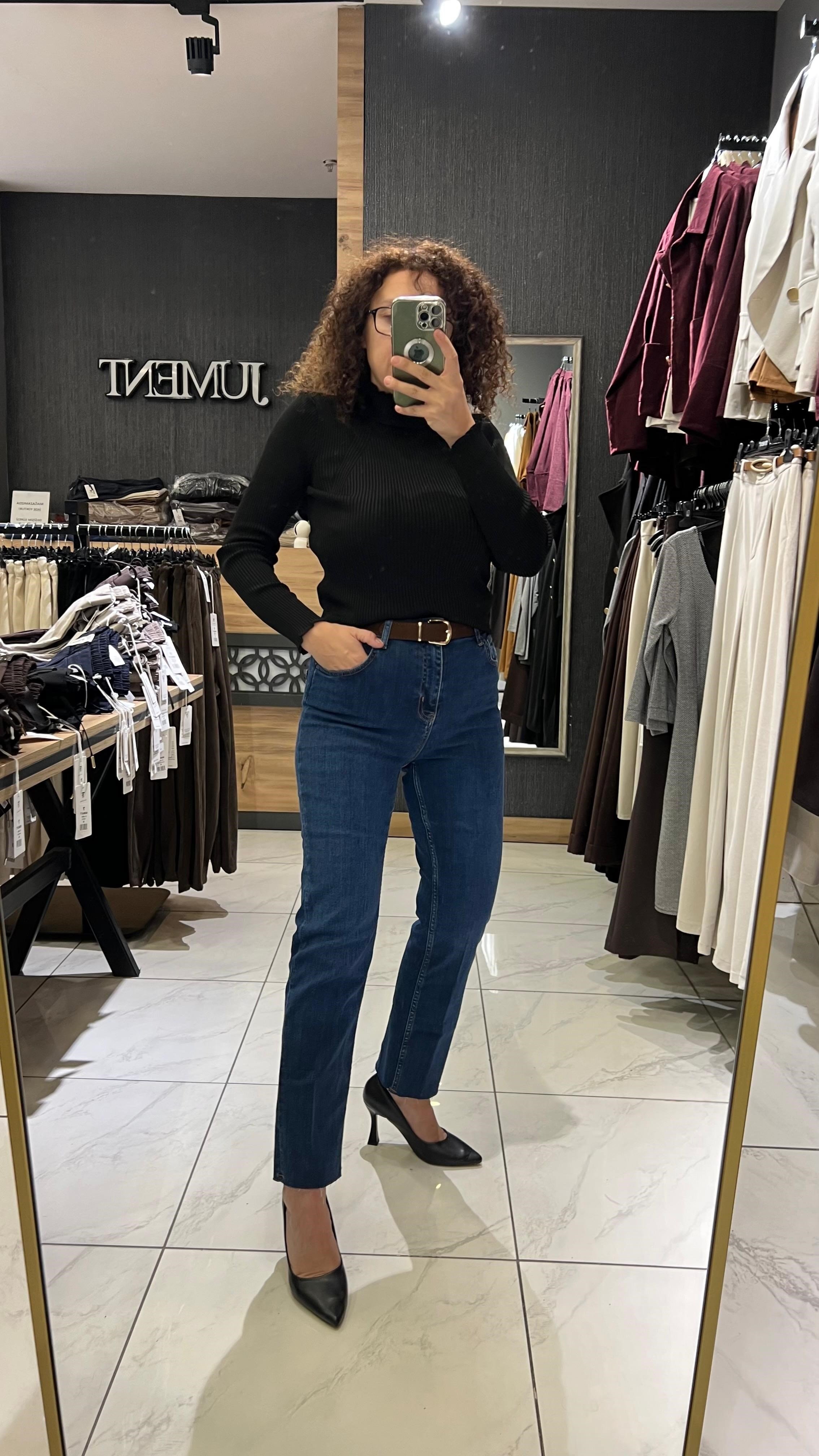 KEMERLİ JEAN PANTOLON DARK BLUE