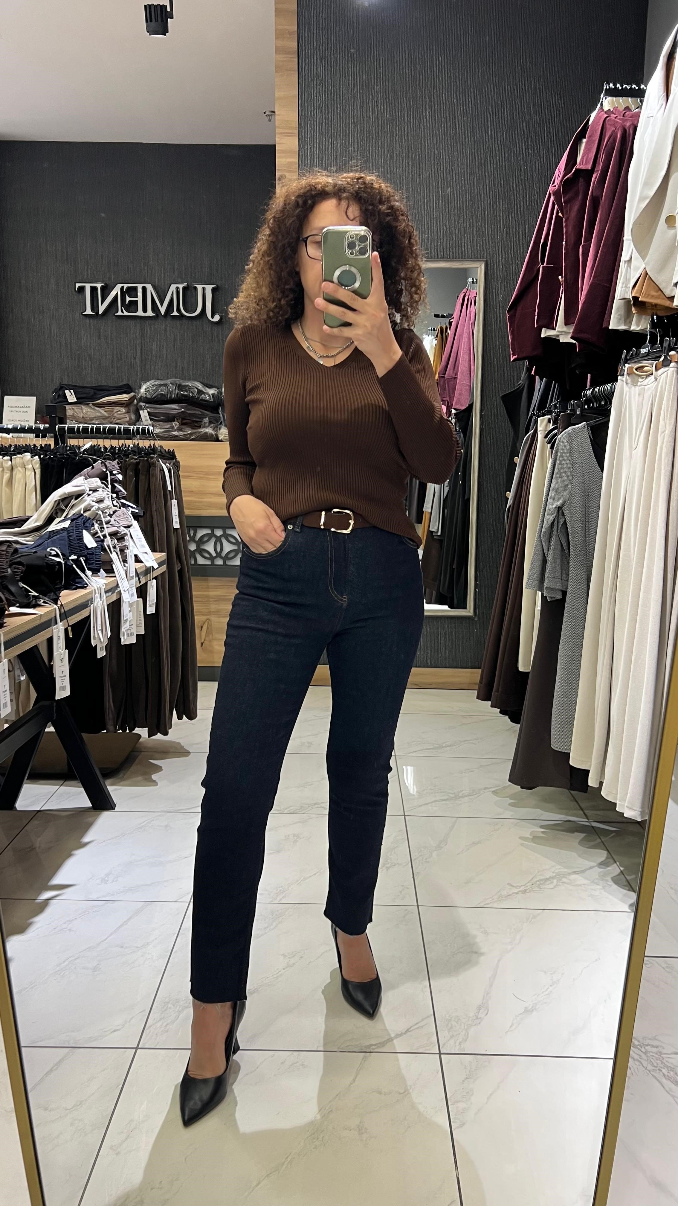 KEMERLİ JEAN PANTOLON RİNSE
