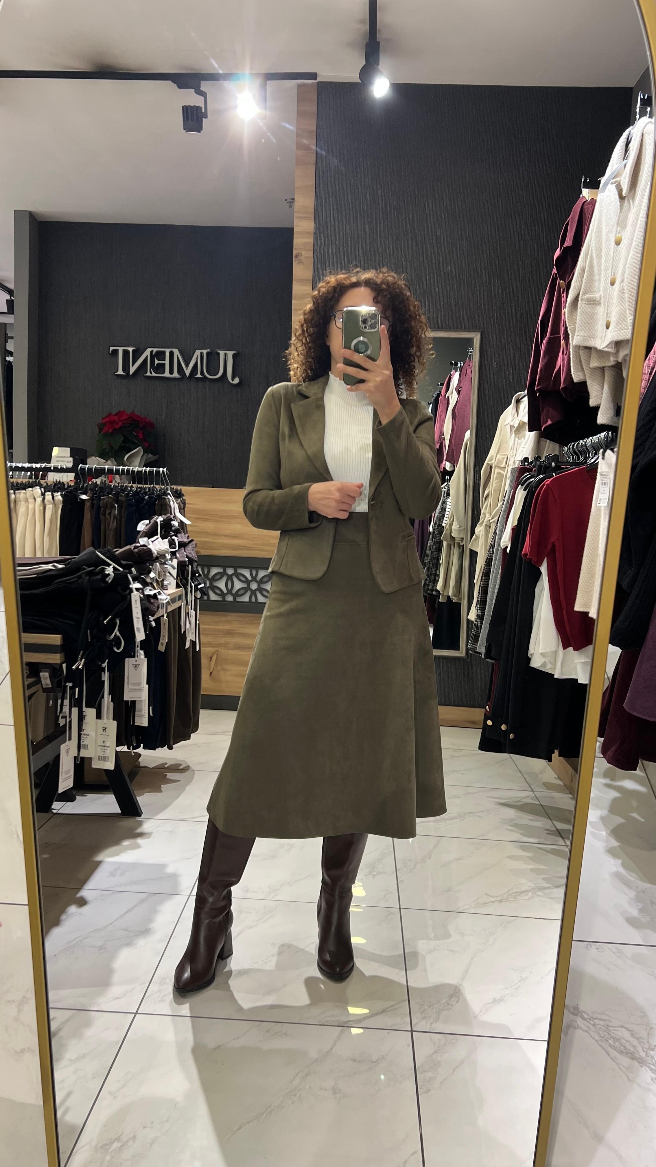 KISA BOY SÜET CEKET HAKİ