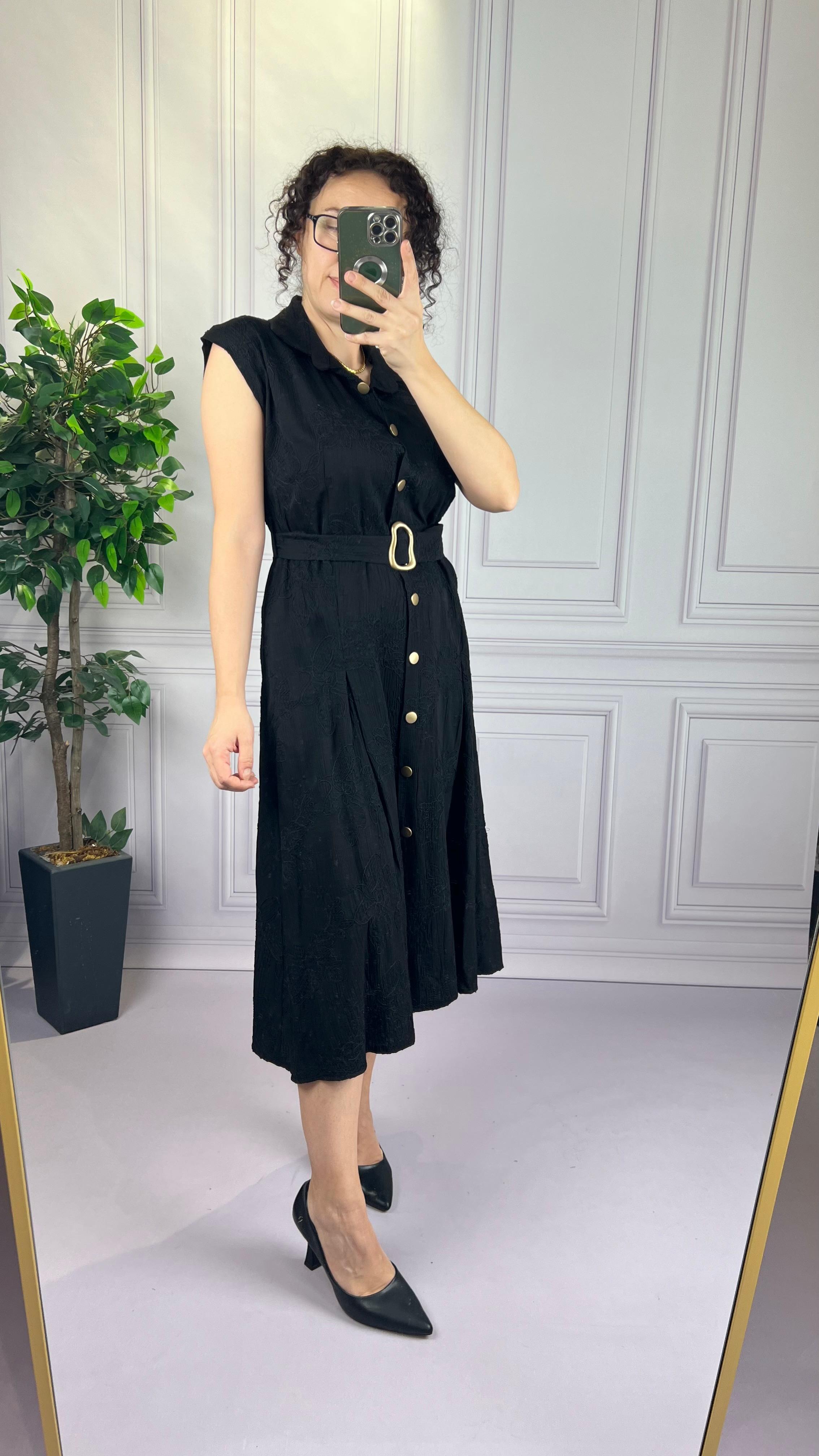 NAKIŞLI ELBİSE SİYAH