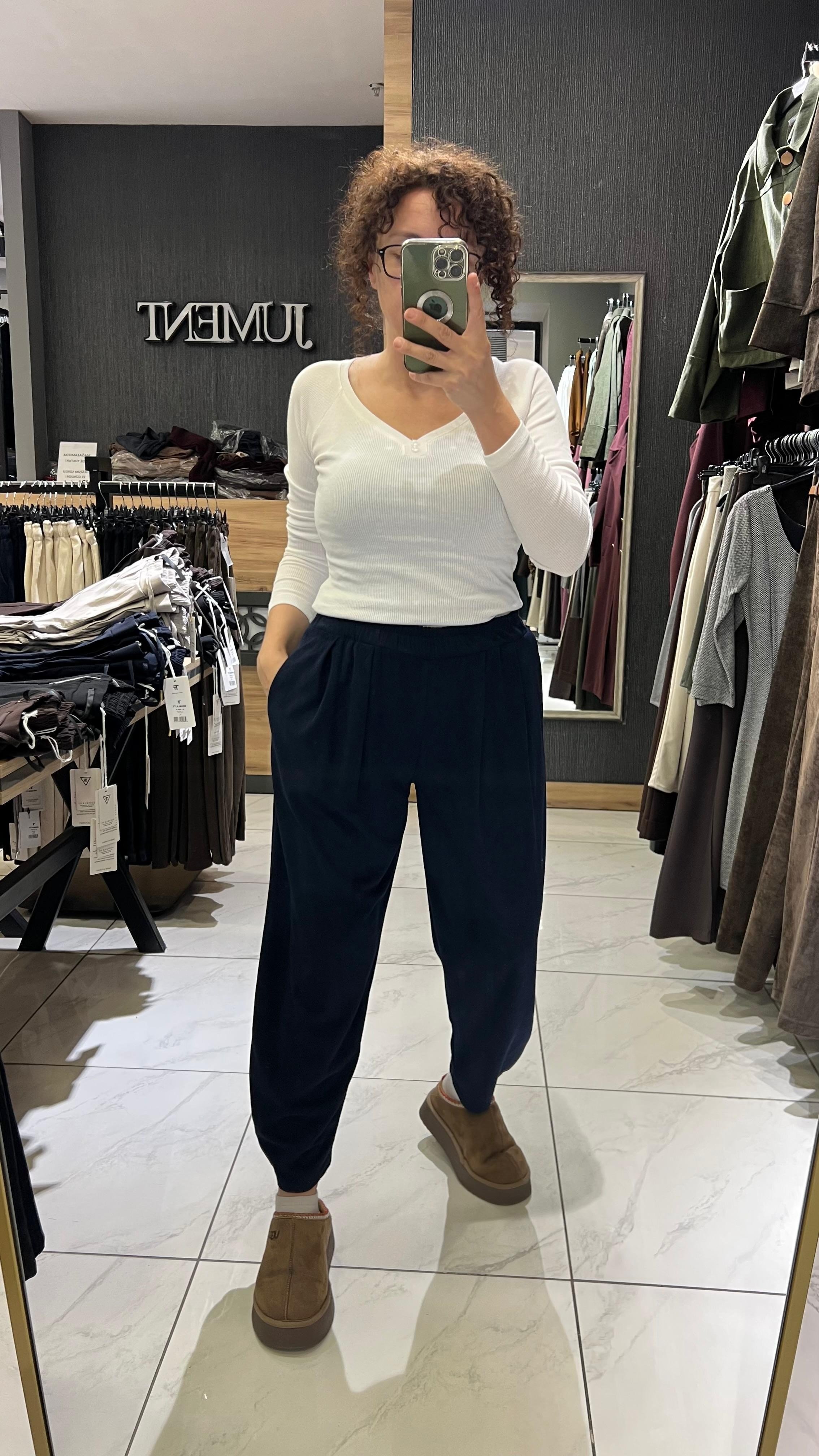 ŞALVAR KESİM RAHAT PANTOLON LACİVERT