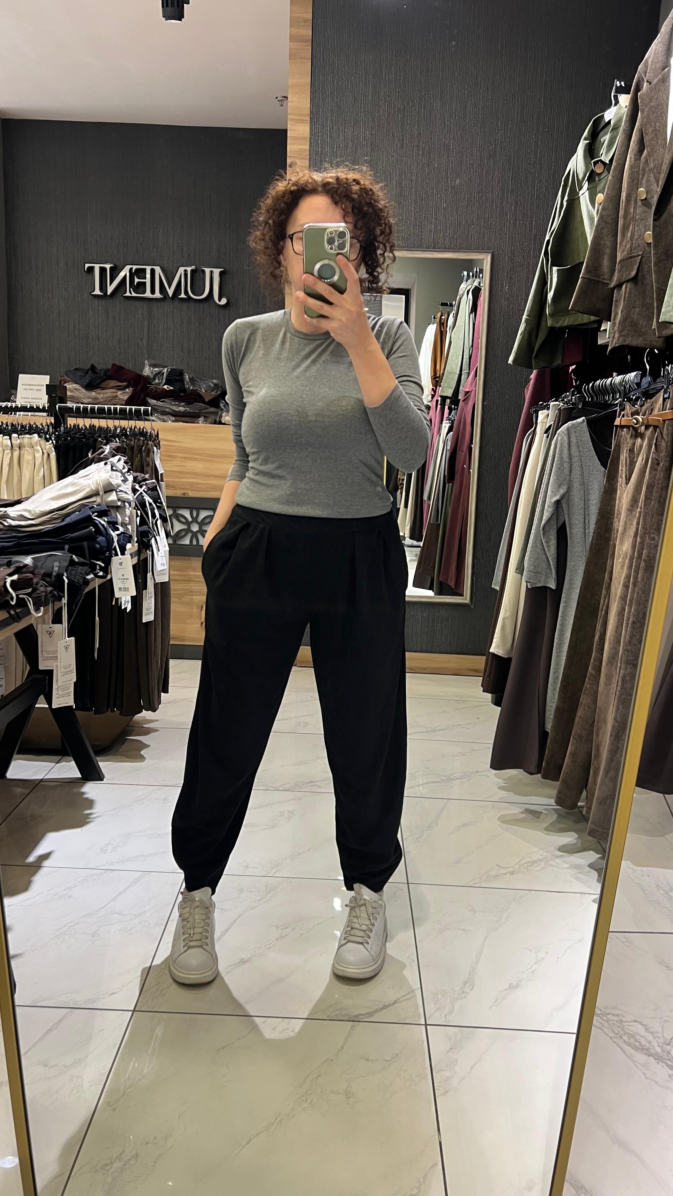 ŞALVAR KESİM RAHAT PANTOLON SİYAH