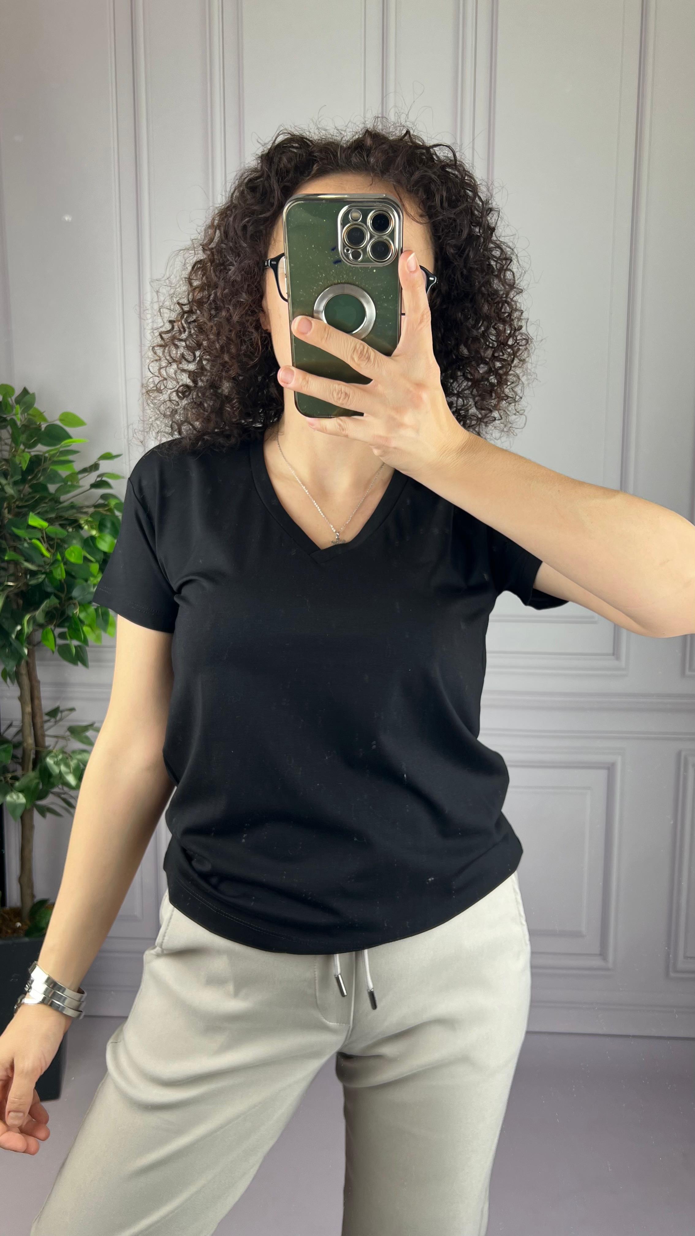 V YAKA TSHIRT SİYAH