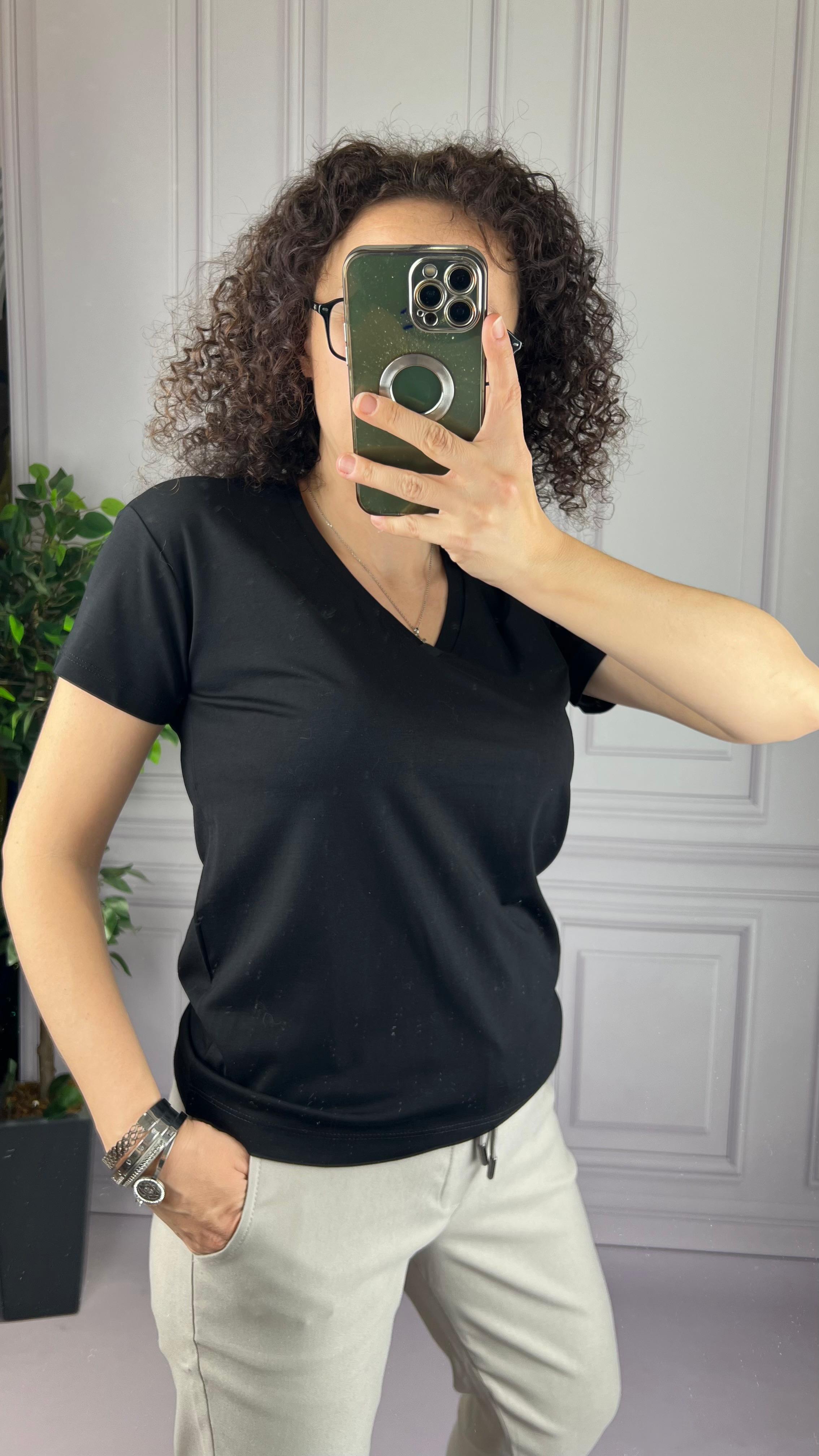 V YAKA TSHIRT SİYAH