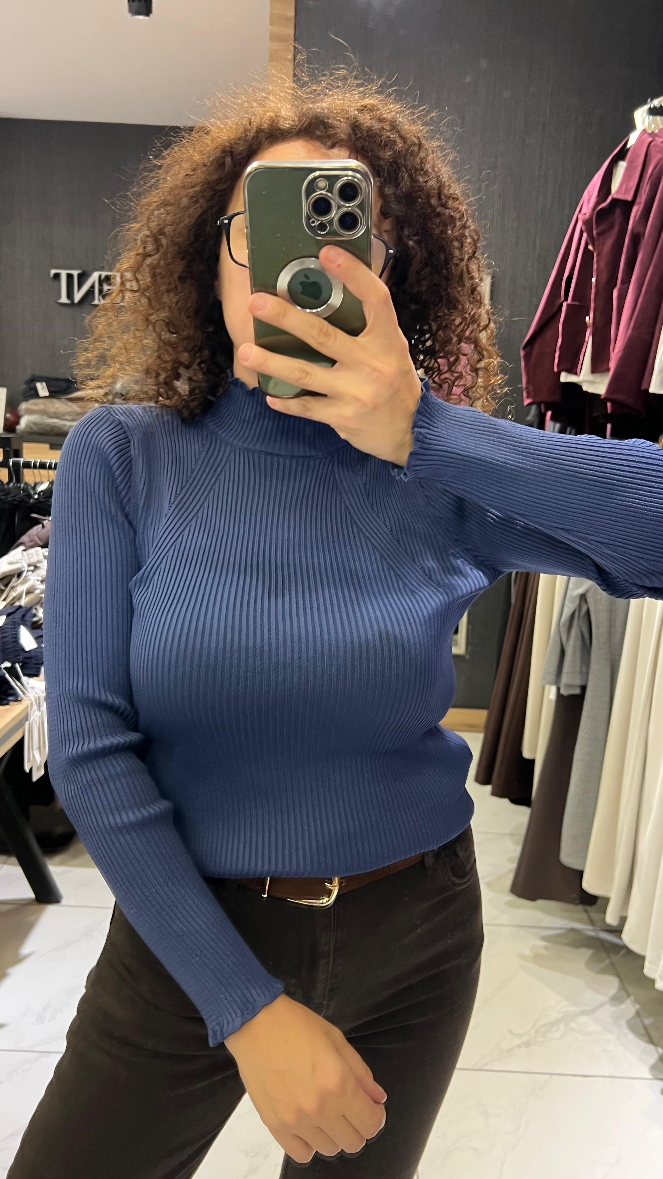 YARIM BALIKÇI TRİKO MAVİ