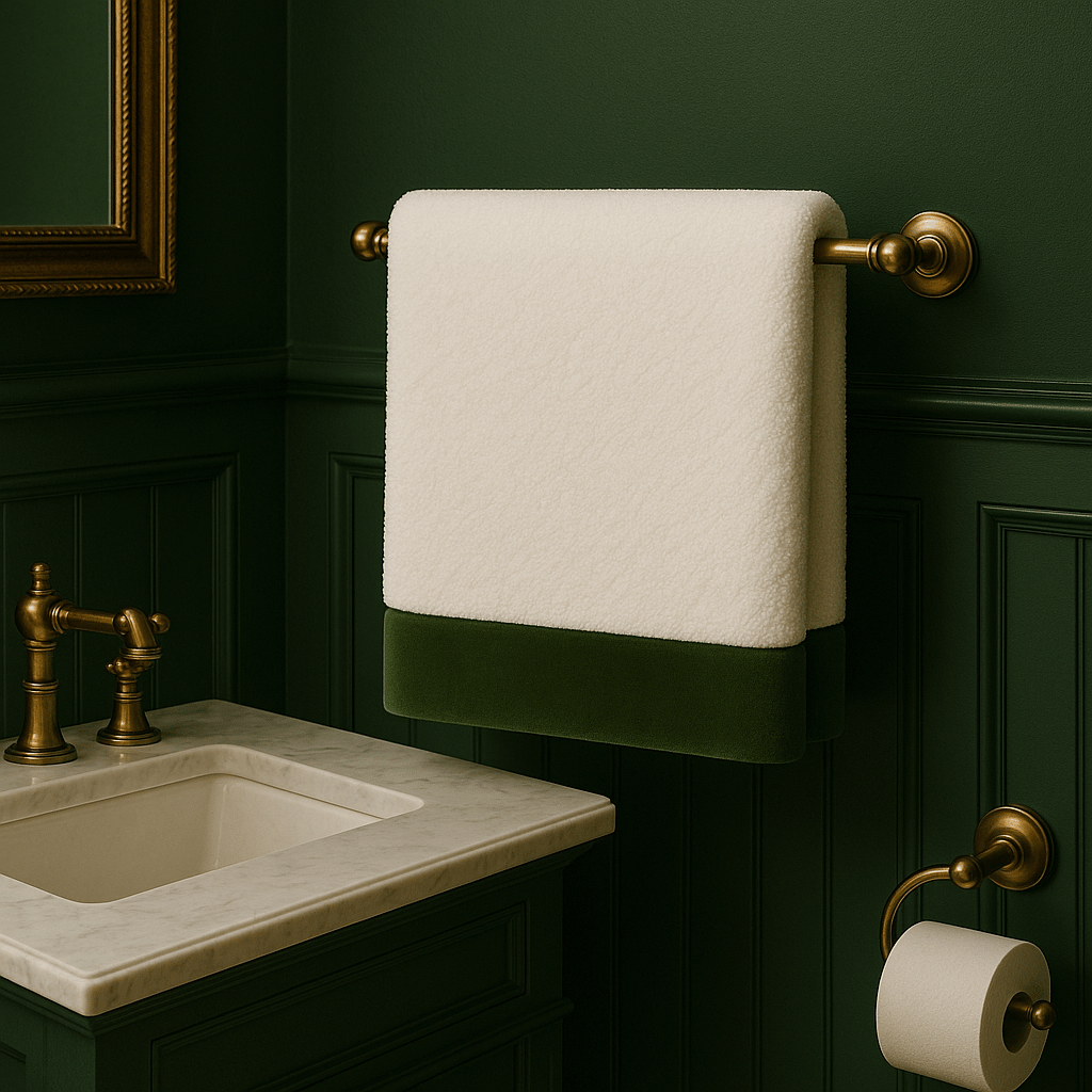 THE IVY CONCEPT YEŞİL KADİFE YÜZ HAVLUSU