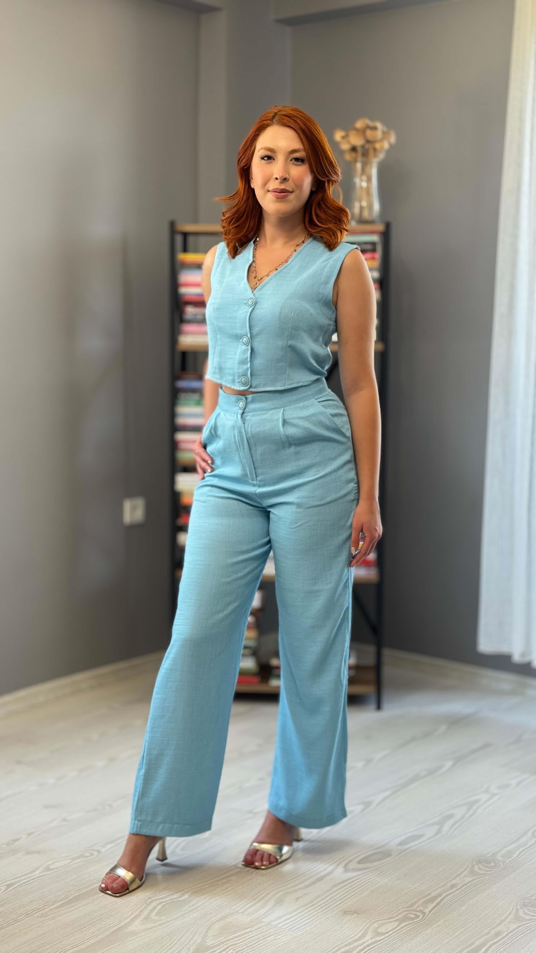 Bebe Mavisi Düğmeli Takım