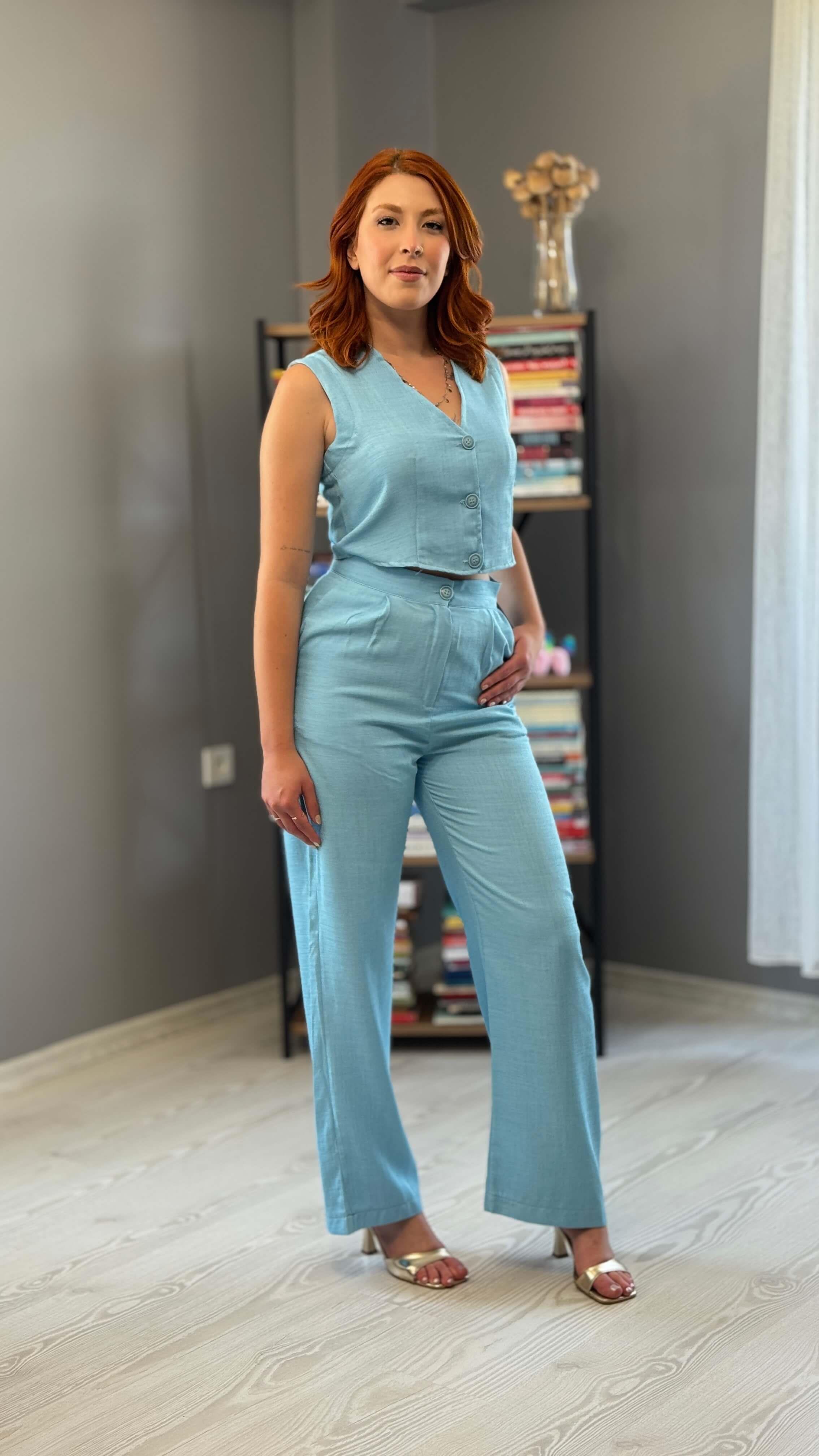 Bebe Mavisi Düğmeli Takım